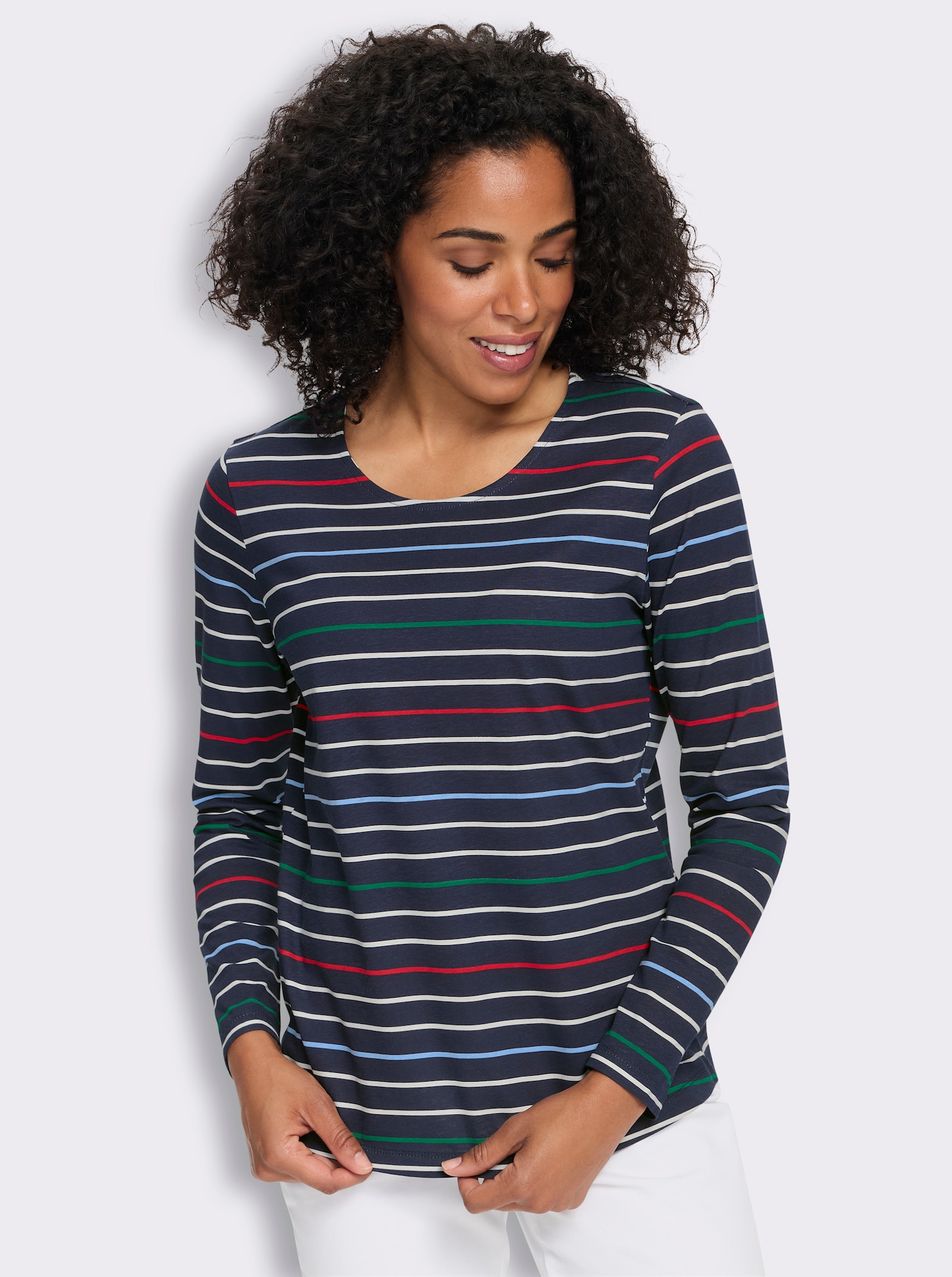 Ringelshirt aus reiner Baumwolle - marine-ecru-geringelt