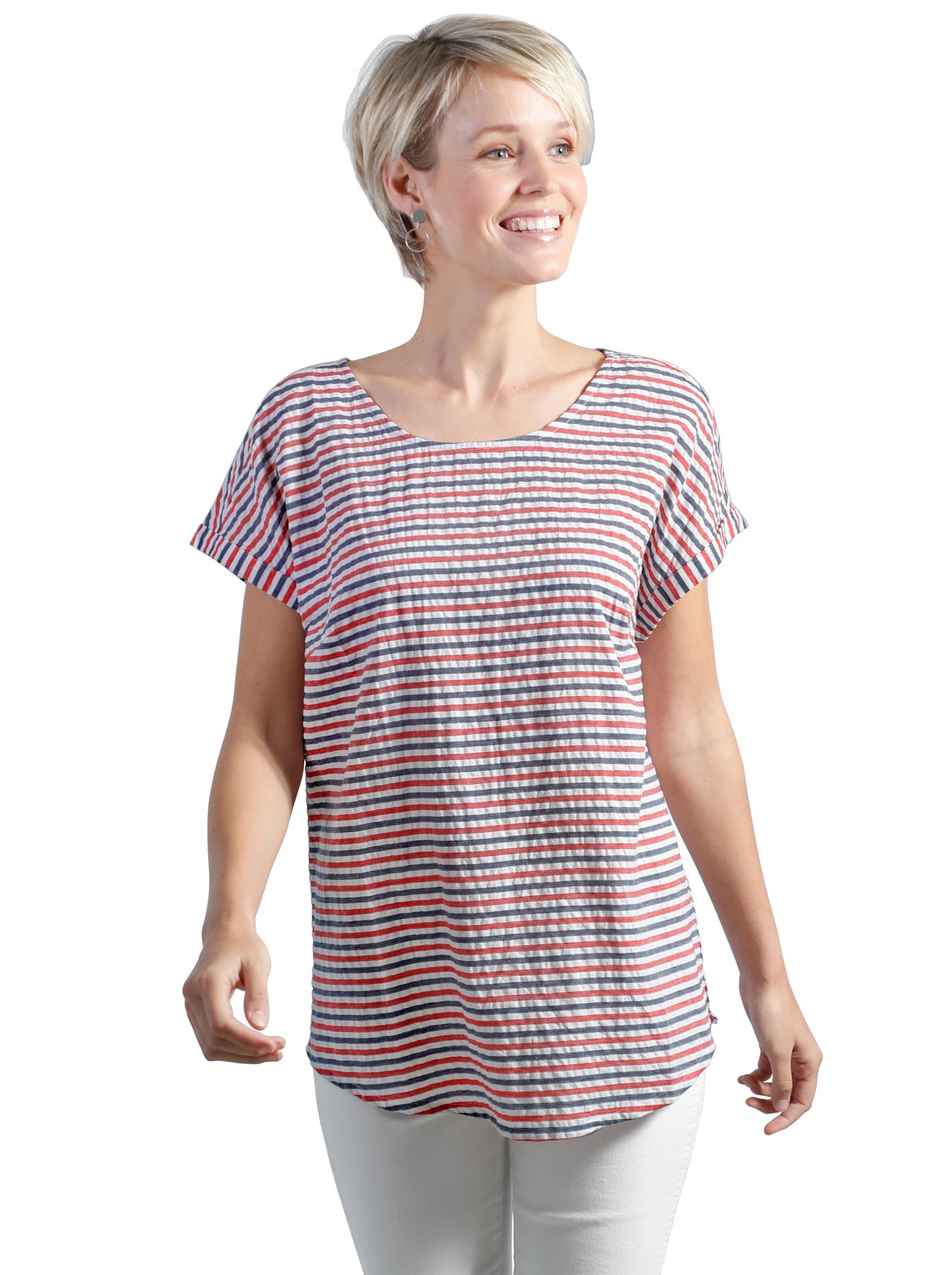 Bluse - koralle-marine-geringelt