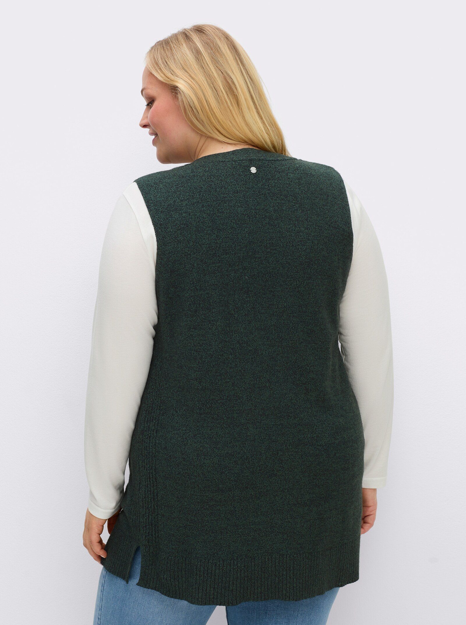 sheego Strickweste aus Melangegarn - moos-meliert