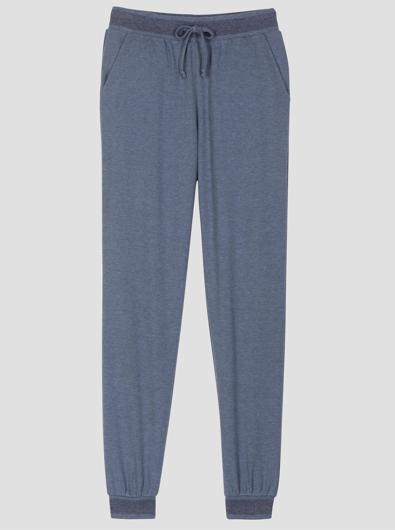 Freizeithose mit geripptem Dehnbund - rauchblau-meliert