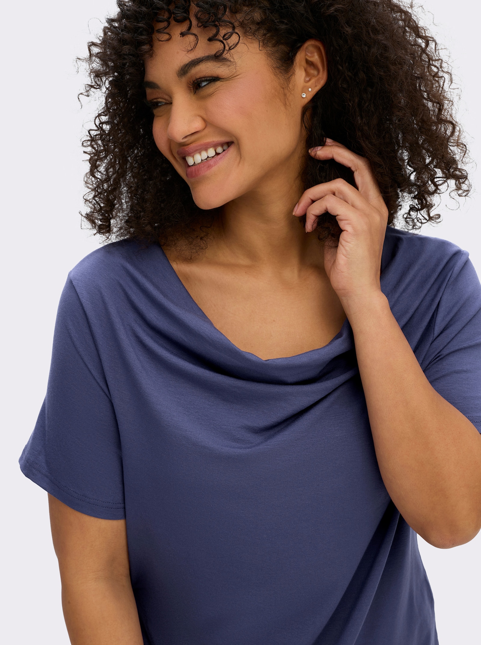 Wasserfallshirt mit kurzen Ärmeln - beere