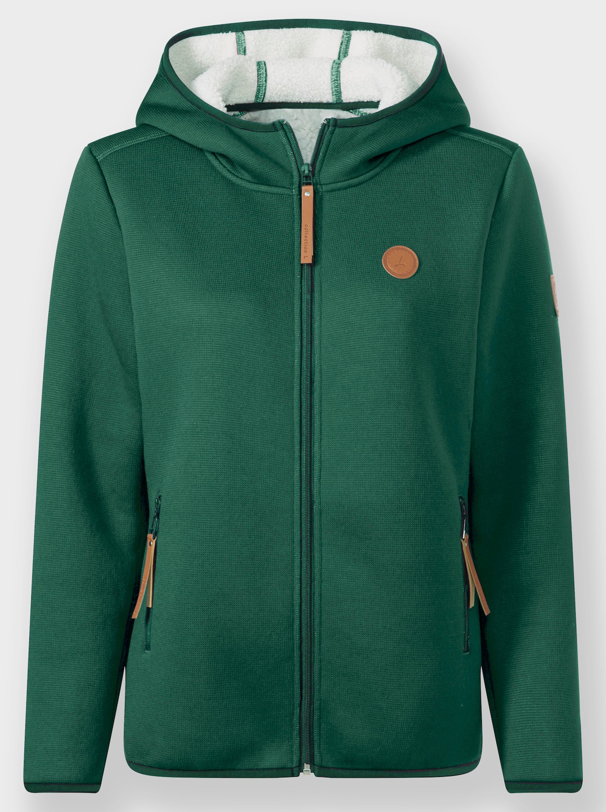 Strickfleece-Jacke mit Teddyfleece-Futter - grün