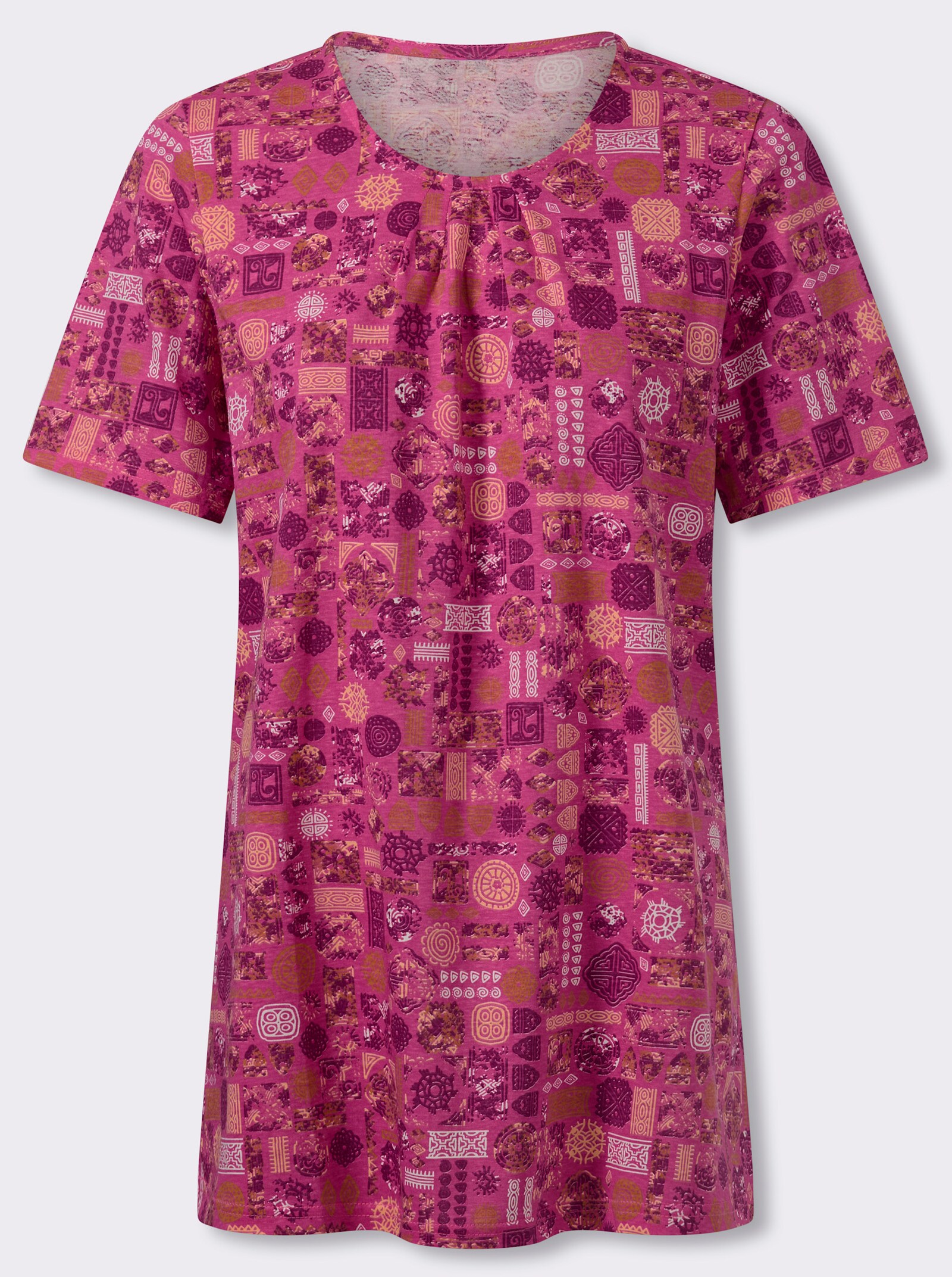 Longshirt - fuchsia-papaya-bedruckt