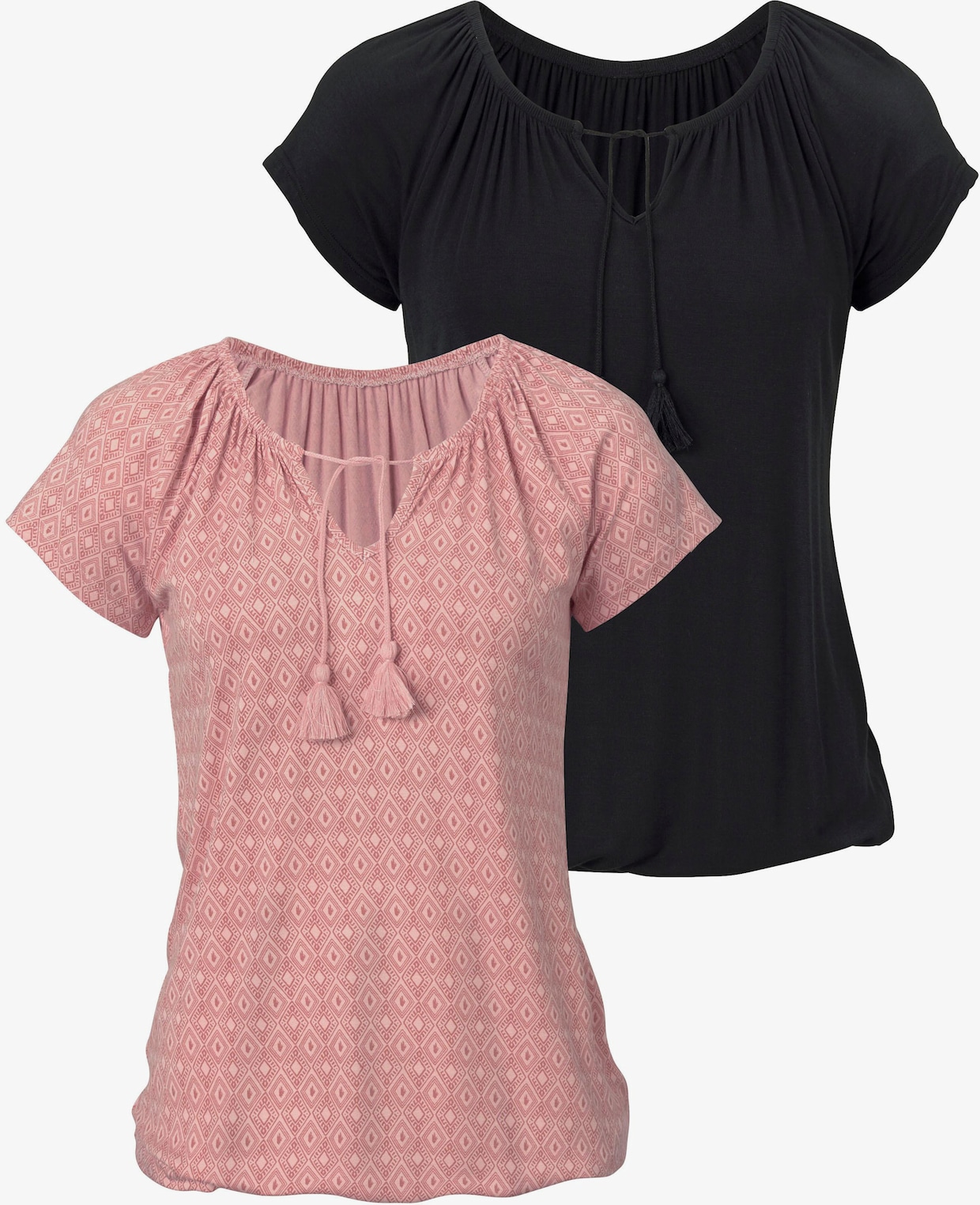 Vivance T-Shirt - rosa-gemustert, schwarz