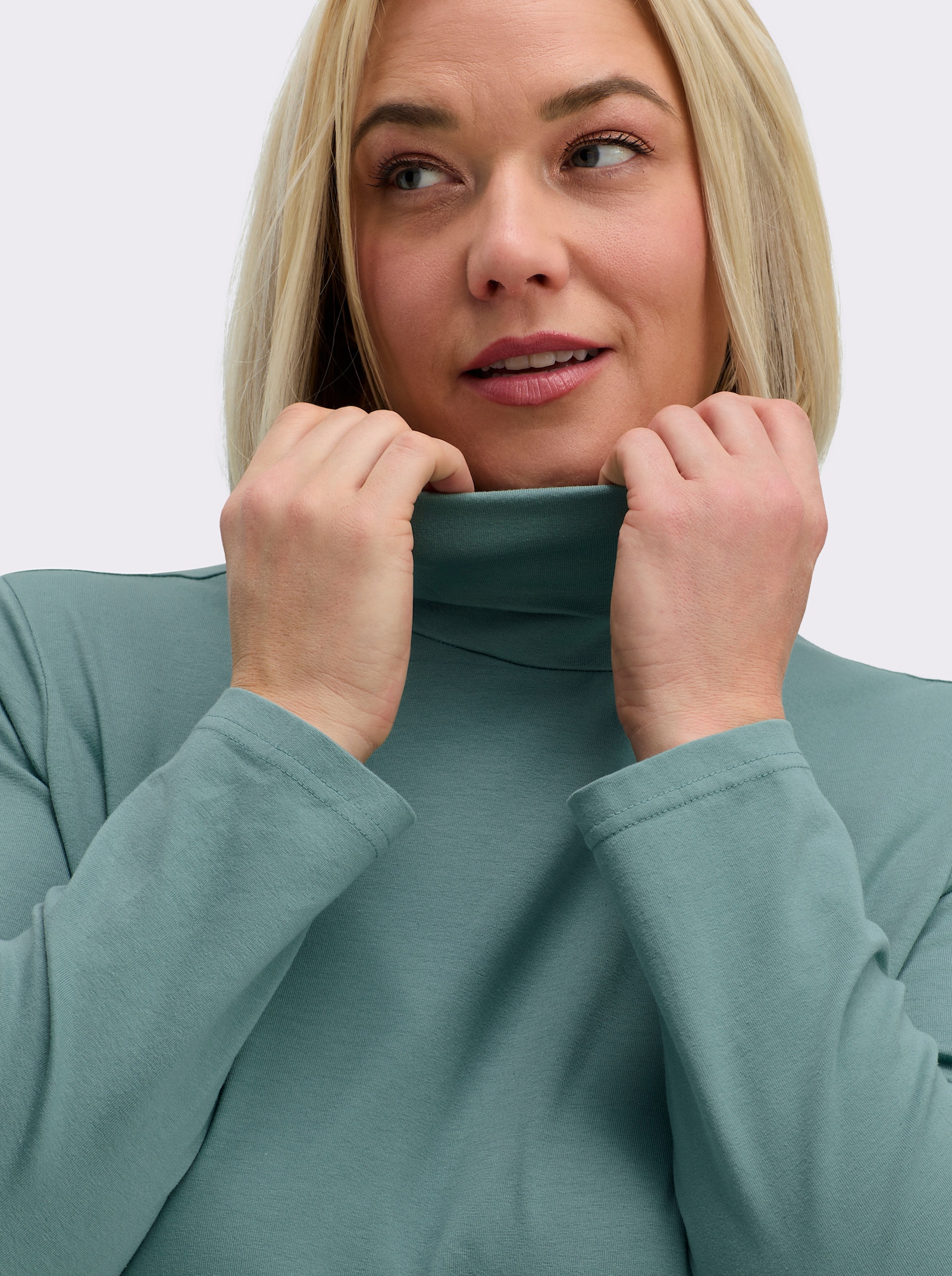 Rollkragenshirt mit langen Ärmeln - jade