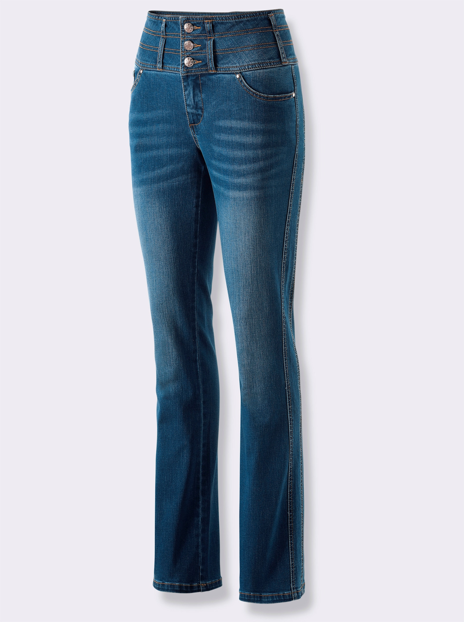 5-Pocket-Jeans mit dezent ausgestelltem Bein - blue-stone-washed