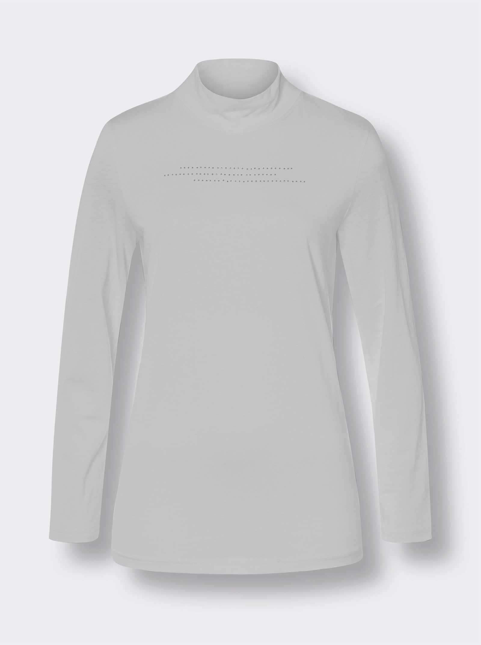 Stehkragenshirt mit Glitzersteinchen - hellblau