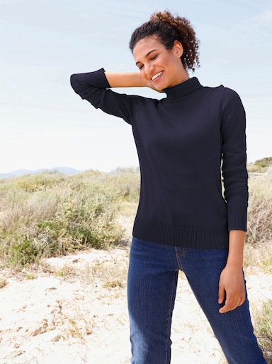 Rollkragenpullover aus Feinstrick - marine
