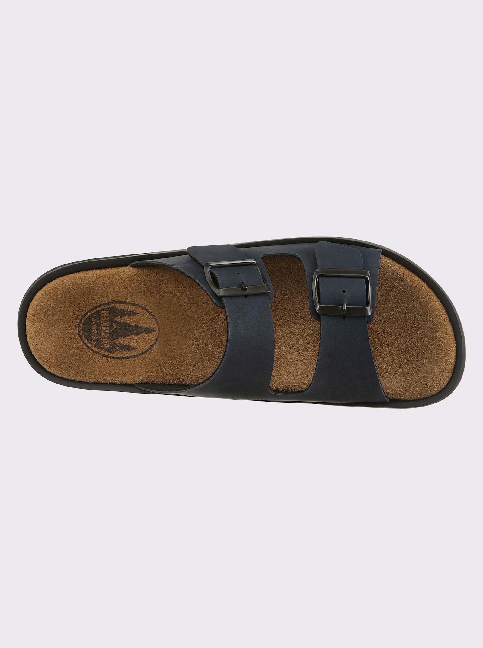 Franken Schuhe Pantolette mit gepolstertem Leder-Fußbett - marine