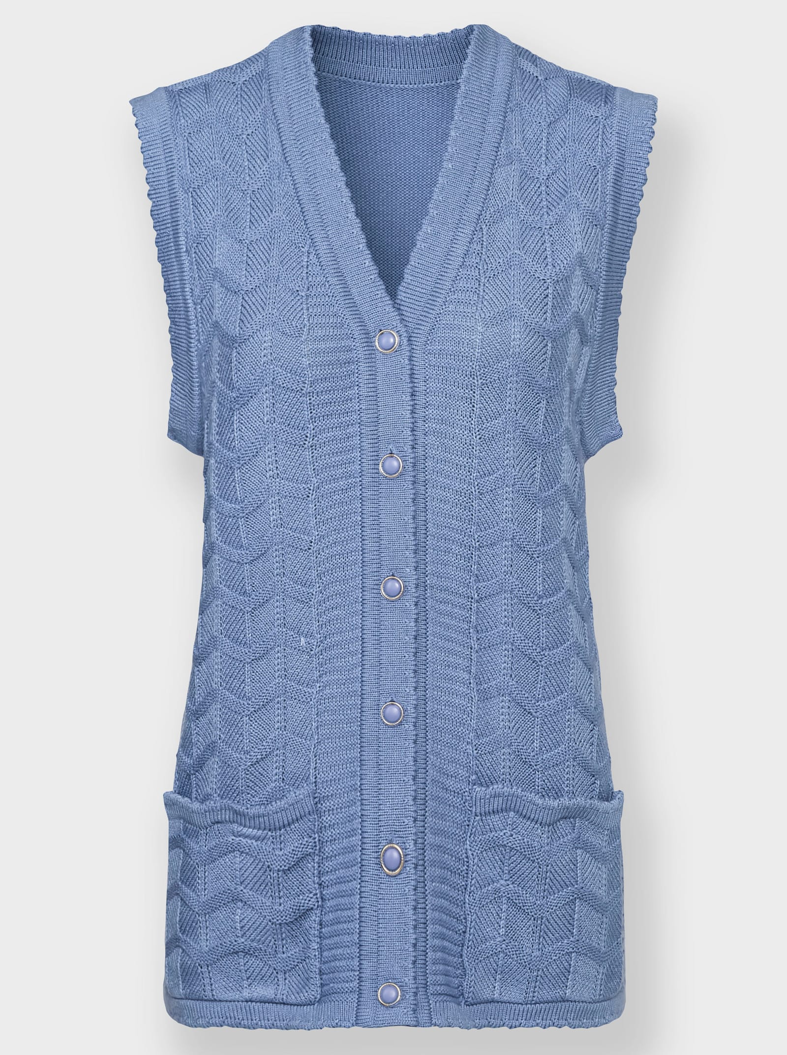 Strickweste mit Wellenabschlüssen - bleu