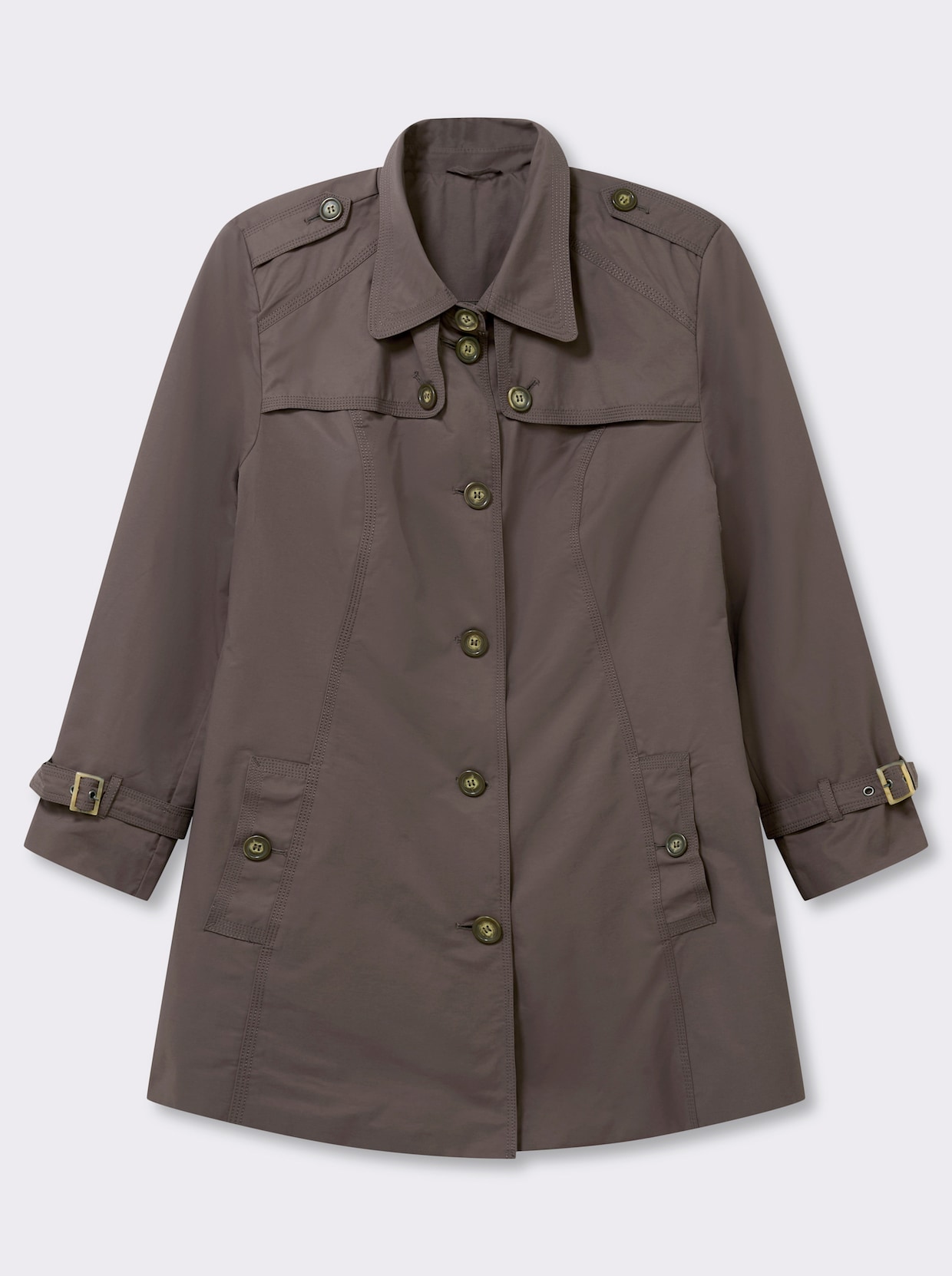 Kurzmantel in Trenchcoat-Optik - taupe