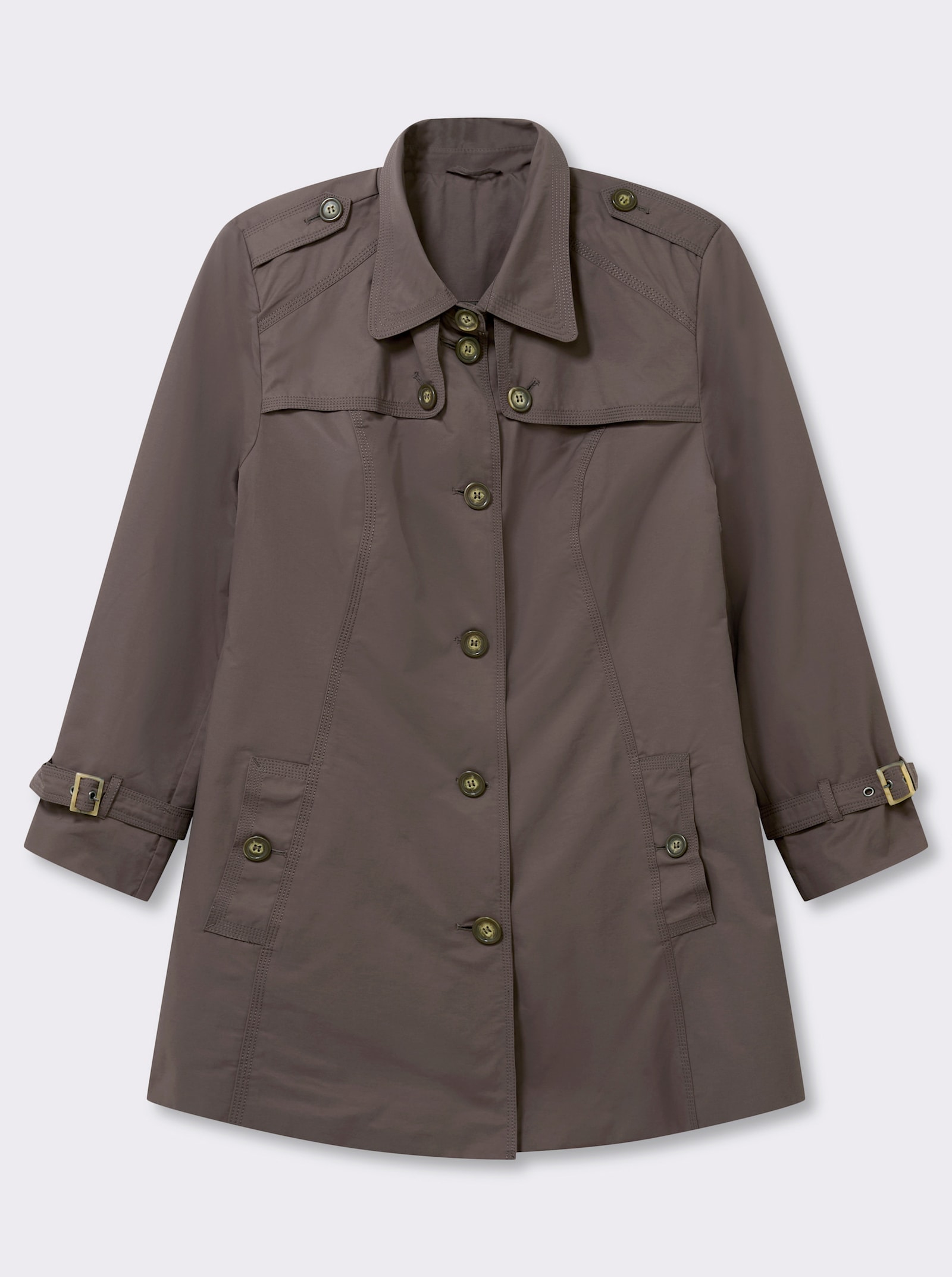 Kurzmantel in Trenchcoat-Optik - taupe