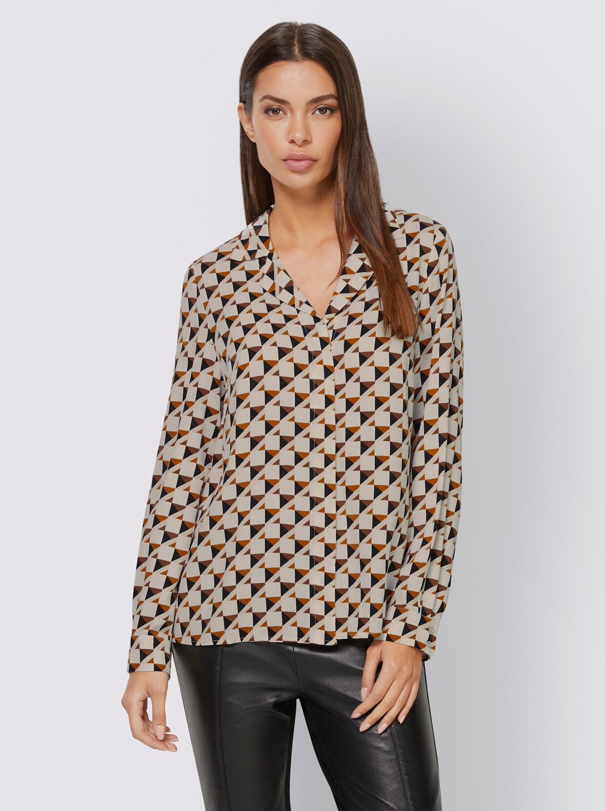 heine Druckbluse - ecru-cognac-bedruckt