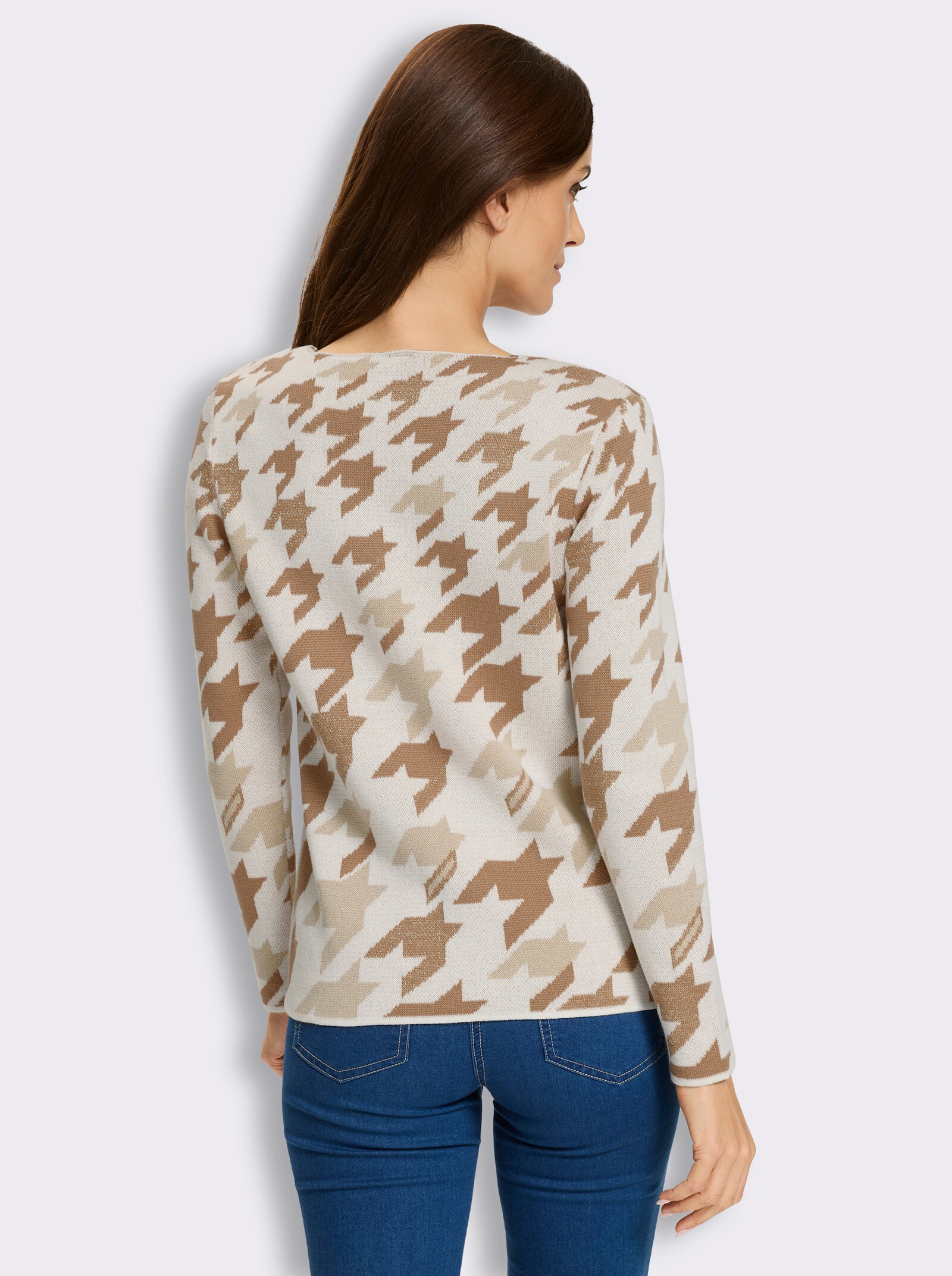 heine Jacquard-Pullover mit Glanzgarn - sand-ecru-gemustert