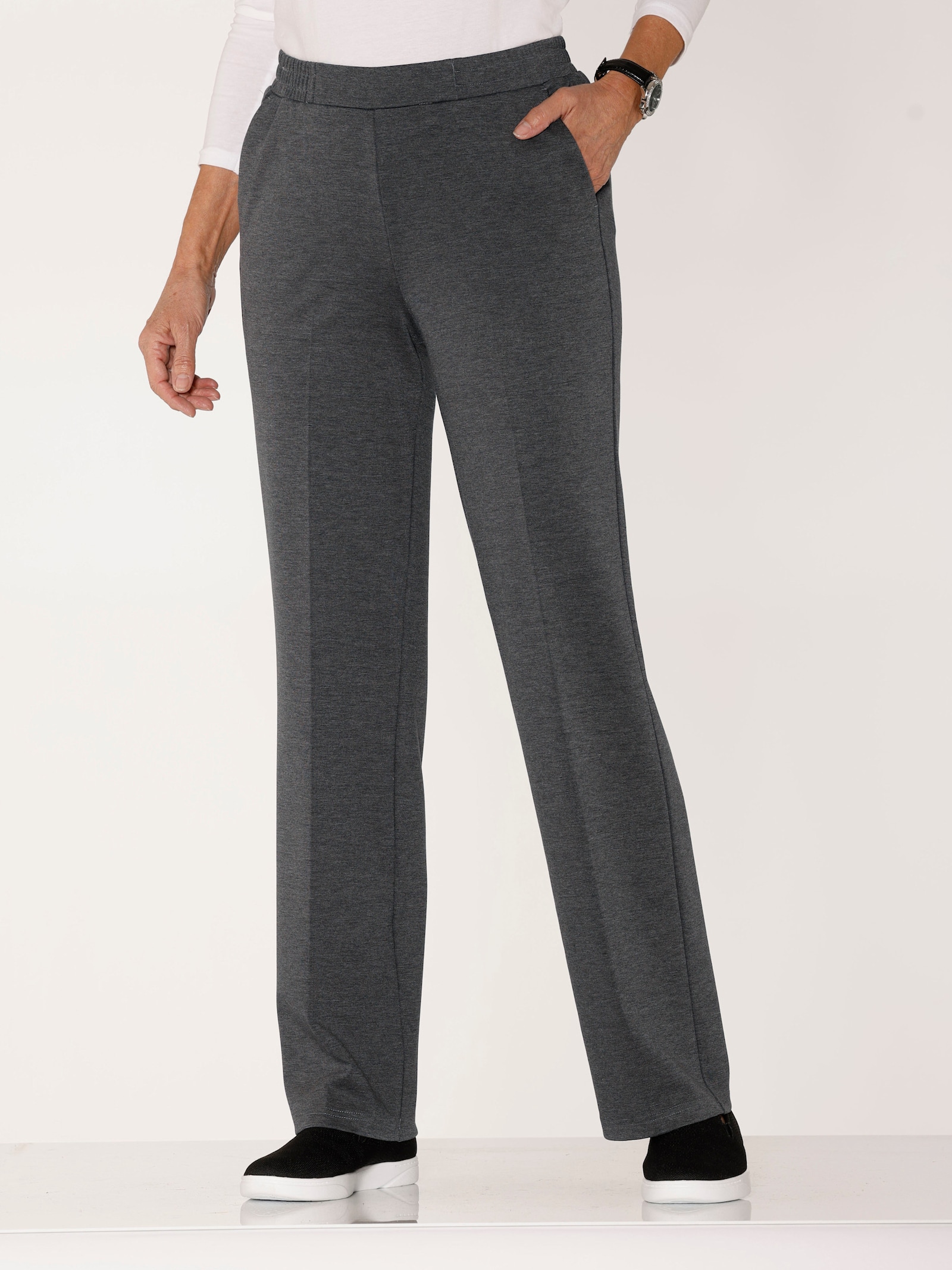 Bügelfaltenhose in Interlock-Qualität - anthrazit-meliert