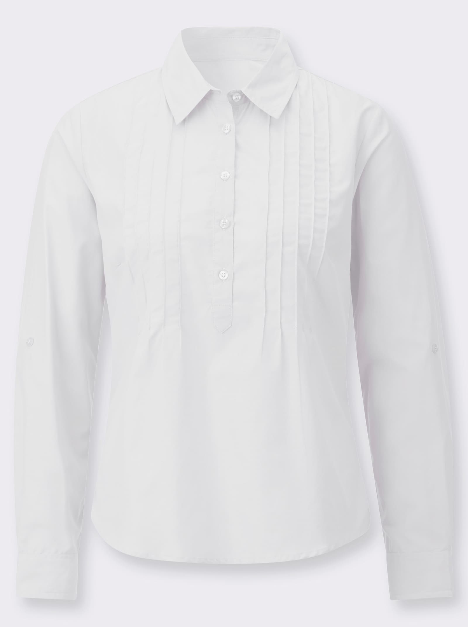 Hemdbluse mit krempelbaren Ärmeln - ecru