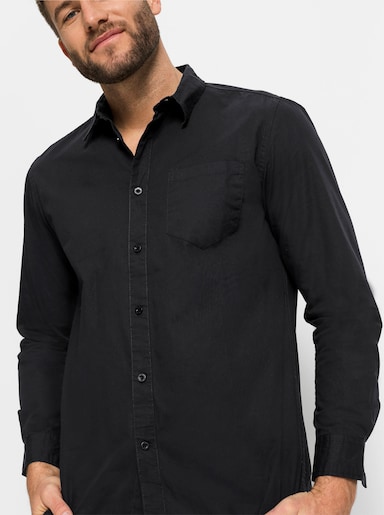 Catamaran Langarmhemd mit Brusttasche - schwarz