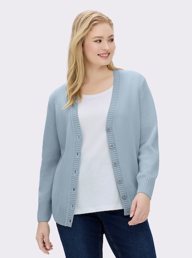 Strickjacke mit farblich abgestimmten Knöpfen - eisblau