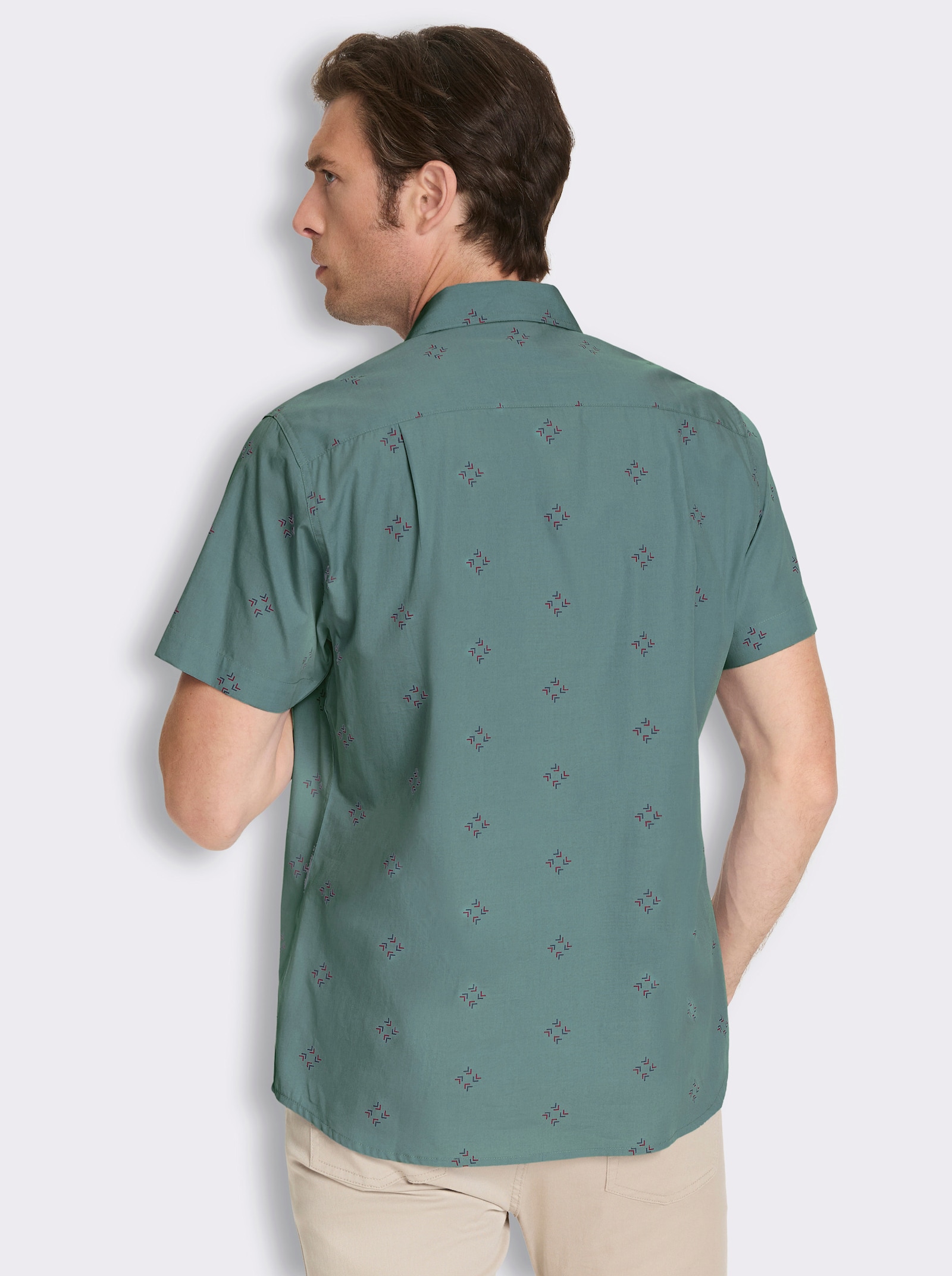 Kurzarmhemd mit Allover-Print - jade