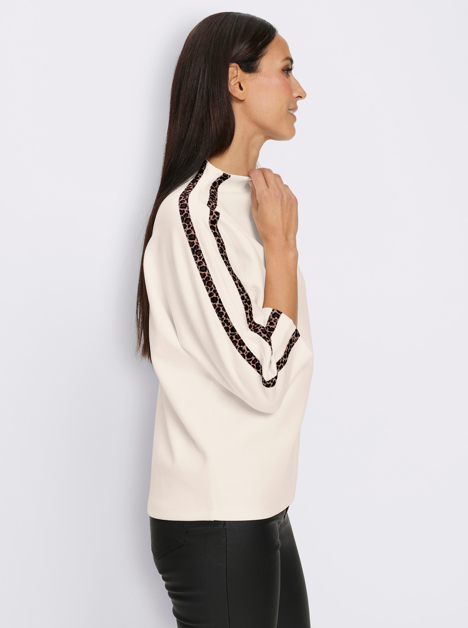 heine 3/4-Arm-Shirt mit Leo-Akzenten - champagner