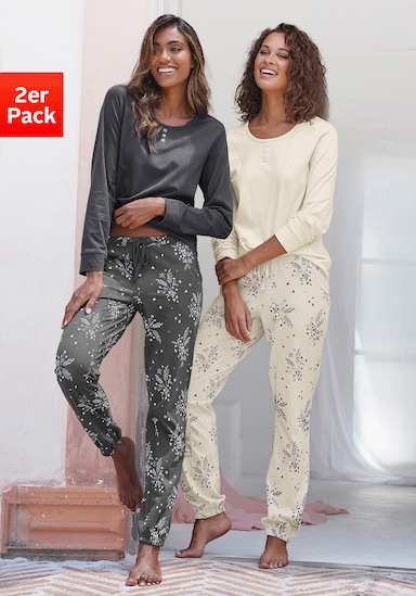Vivance Dreams by Lascana Pyjama - anthrazit + creme