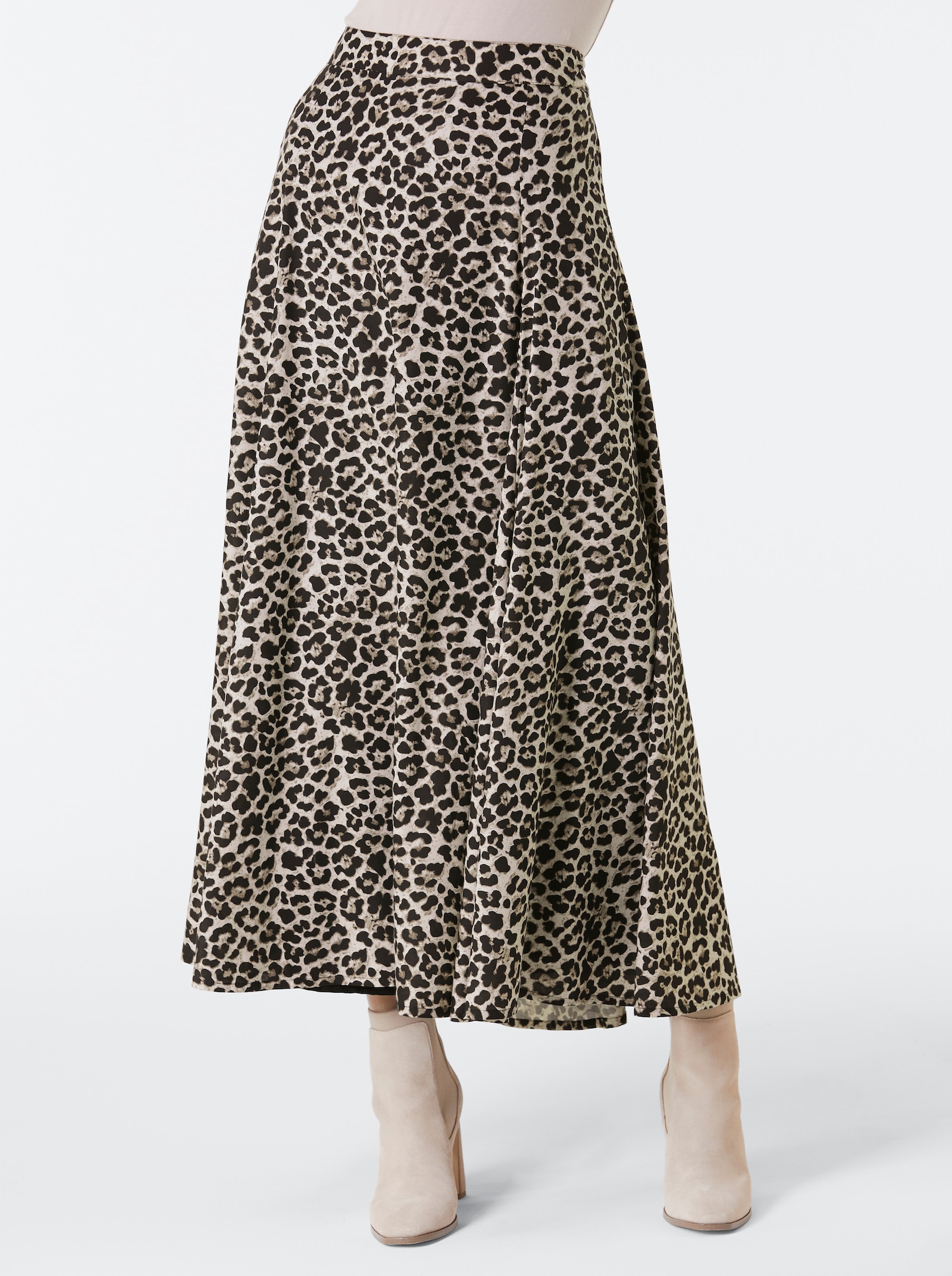CREATION L PREMIUM Bahnenrock aus Modal mit Viskose-Futter - elfenbein-schwarz-bedruckt