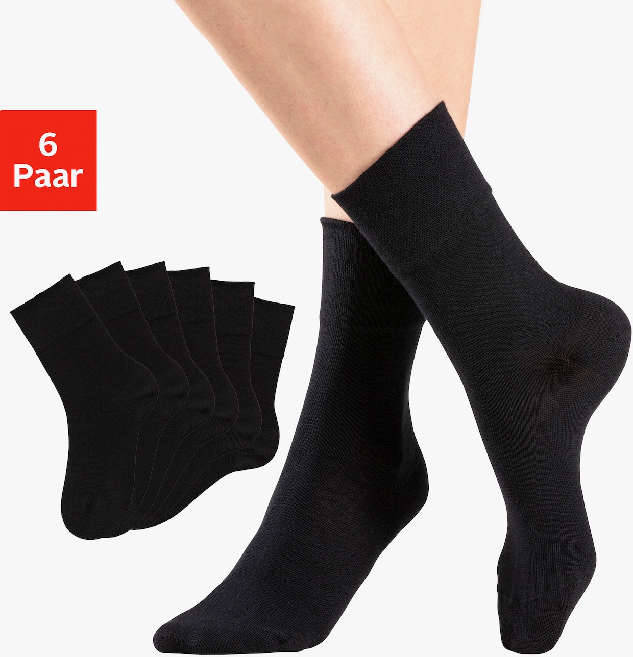 H.I.S Chaussettes - 6x noir