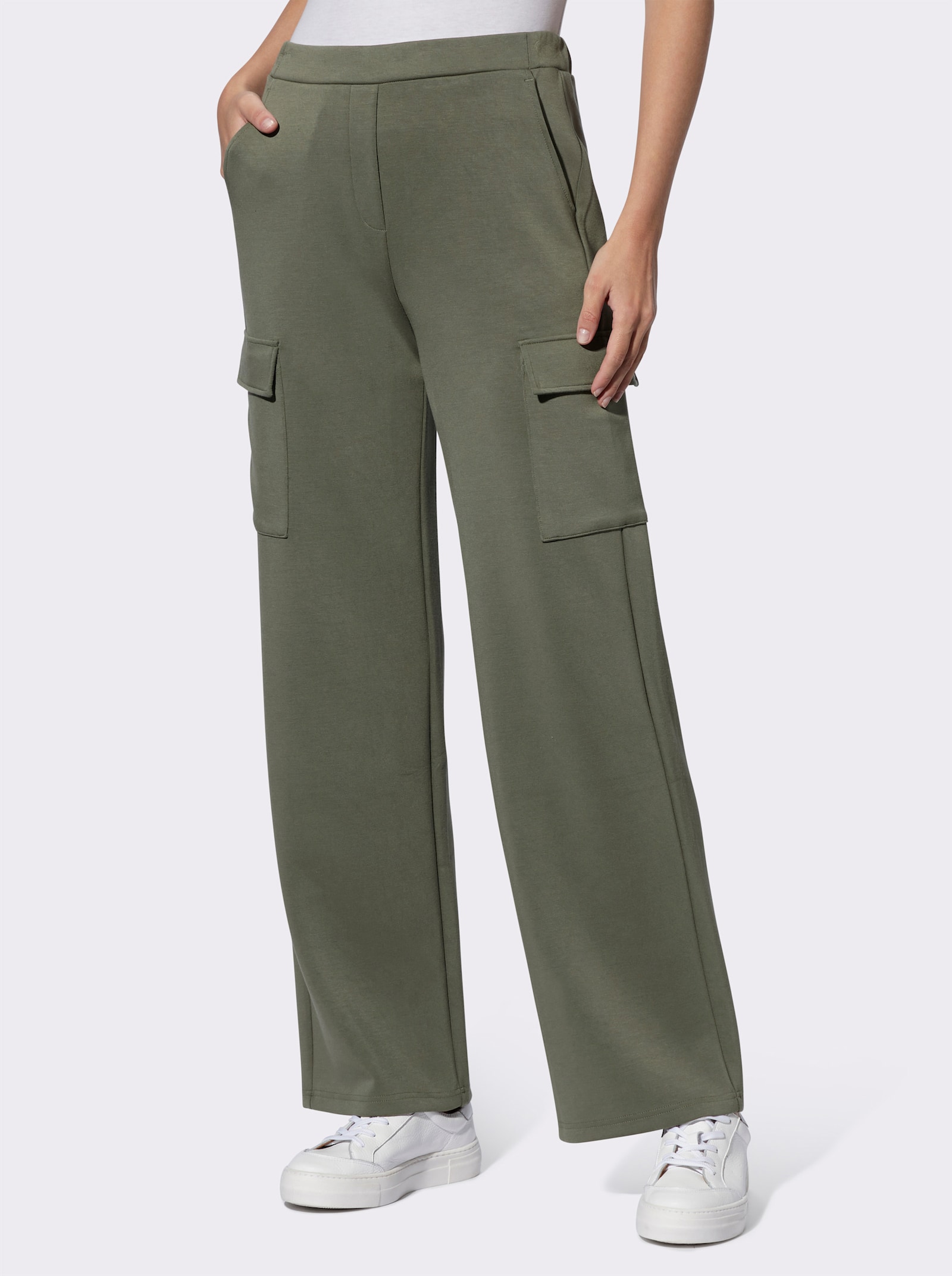 heine Jerseyhose mit Cargo-Taschen, aufgesetzt - khaki