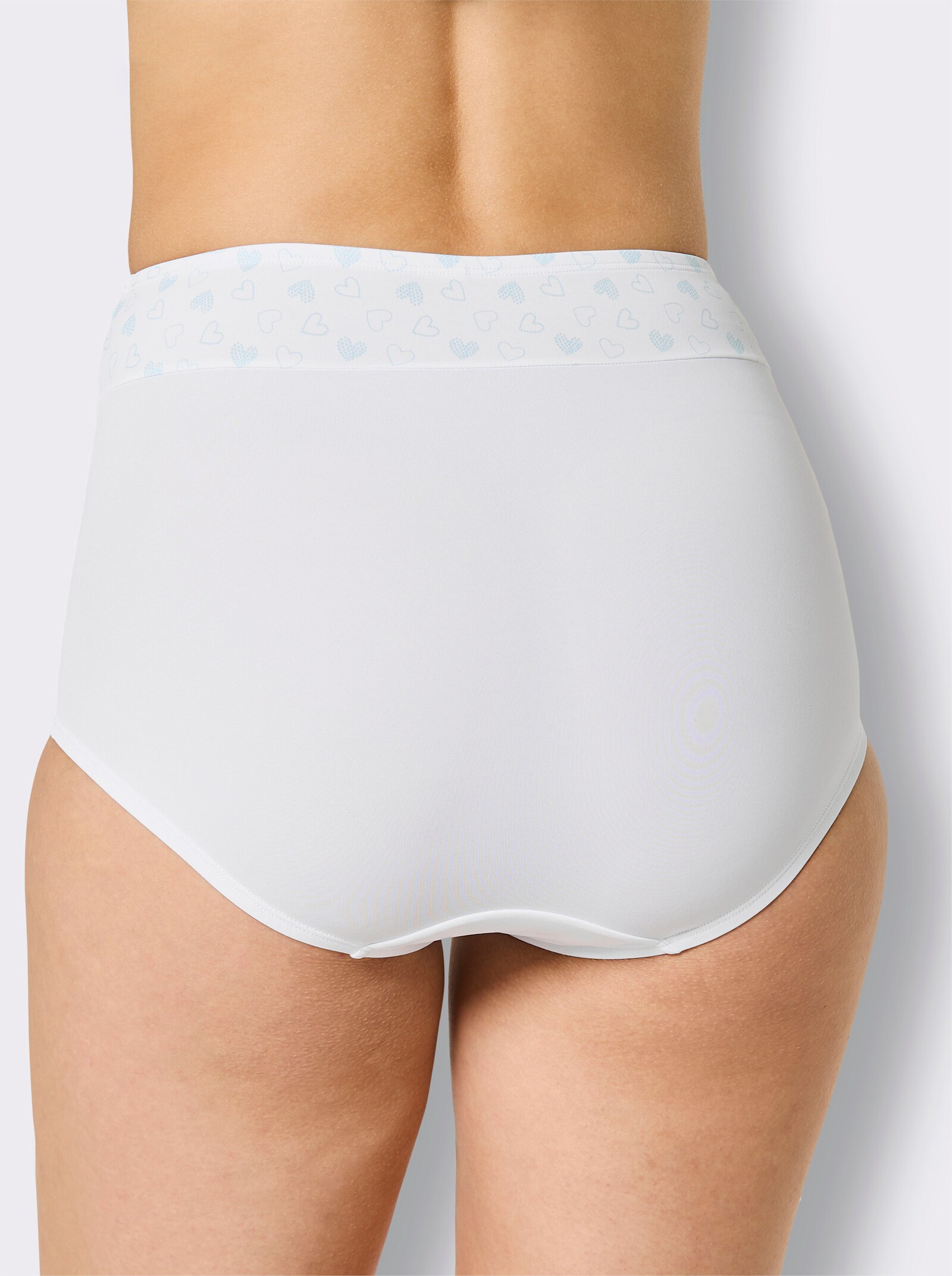 wäschepur Taillenslip mit Baumwoll-Zwickel - 2x weiß-mint-bedruckt + 1x weiß