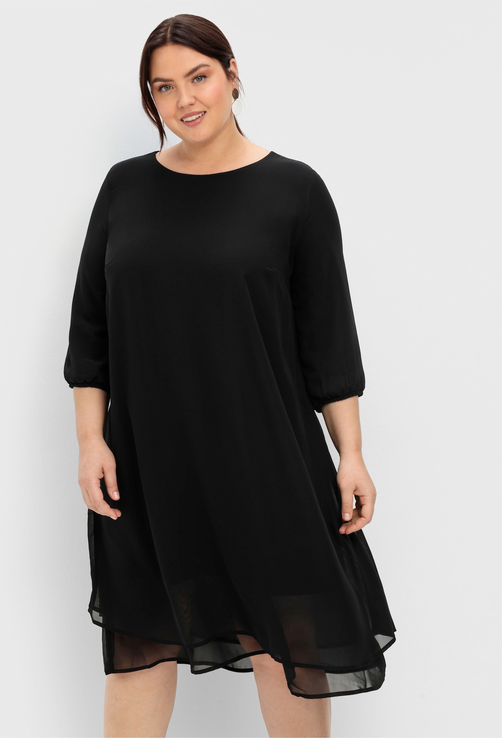 sheego Chiffonkleid im Lagenlook - schwarz