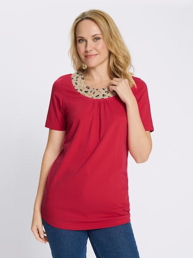 Longshirt mit Leo-Druck - erdbeere