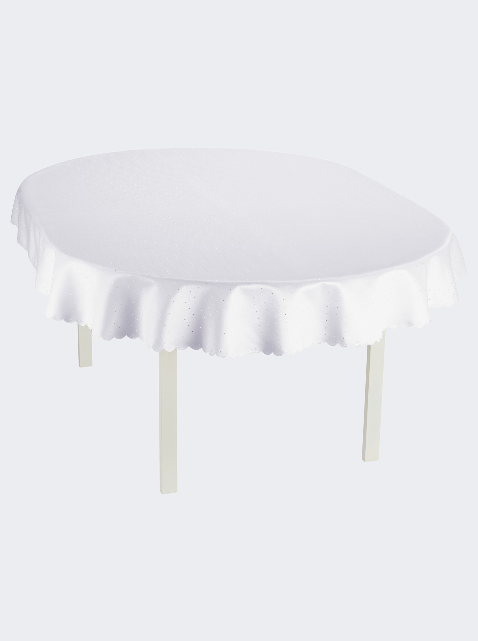 Tischdecke mit gebogtem Abschluss - weiß