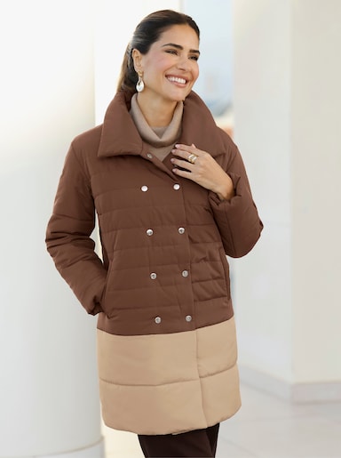 Steppjacke mit wärmender Wattierung - schoko-beige