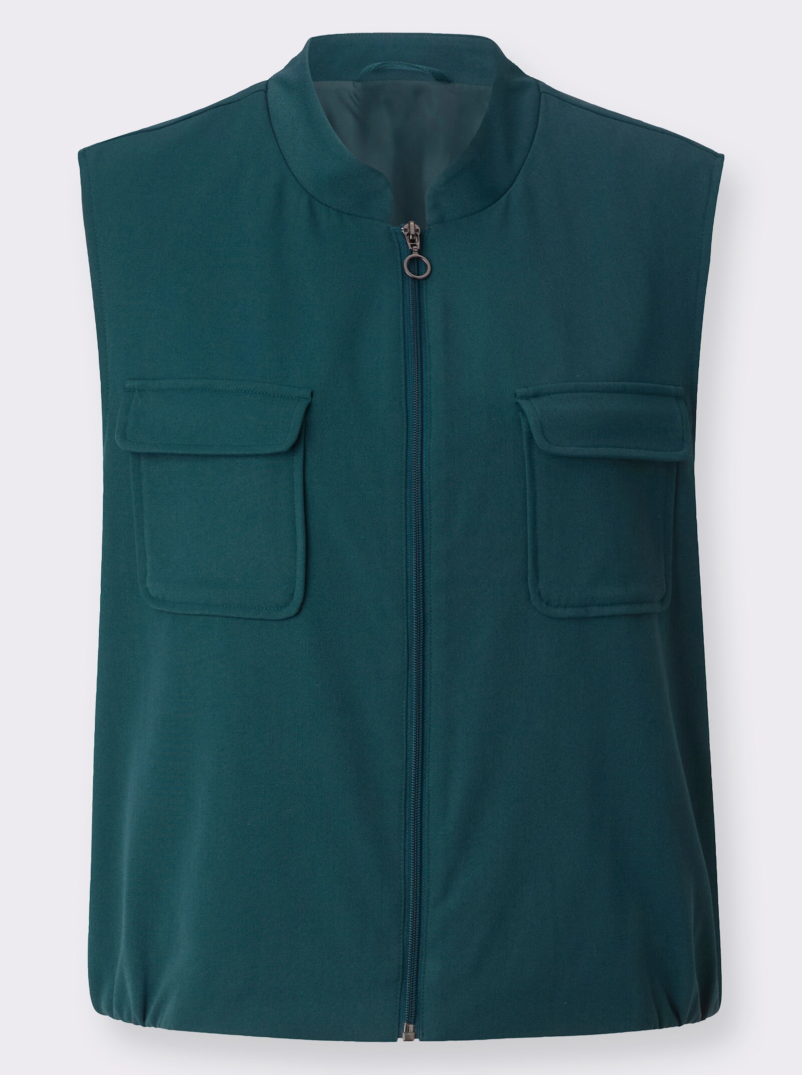 Kurzweste mit aufgesetzten Pattentaschen - petrol