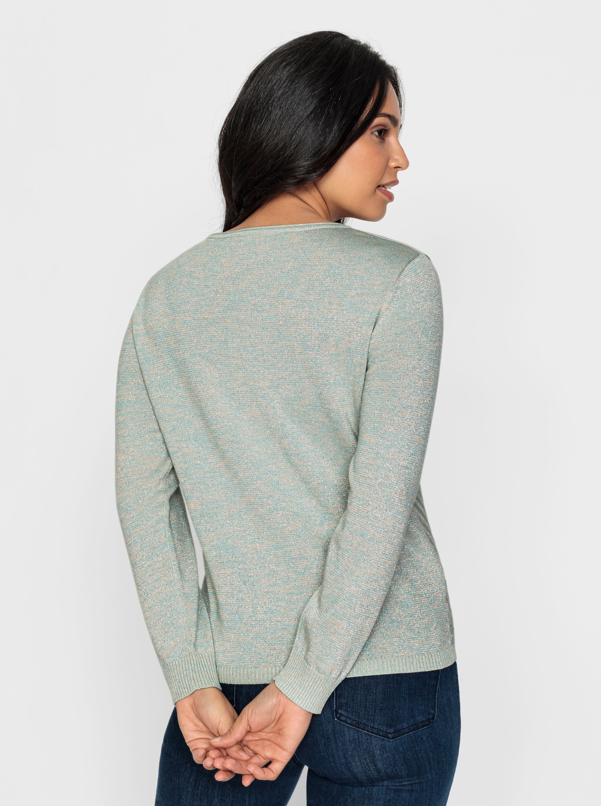 Pullover met lange mouwen - zand/munt gedessineerd