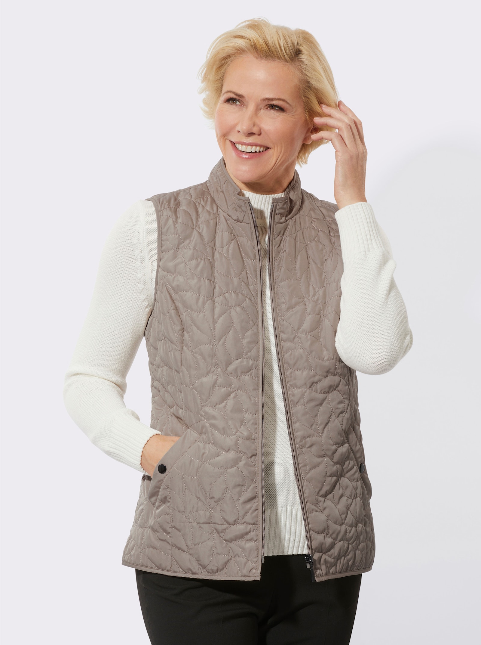 Bodywarmer met camouflerend stiksel - sesam