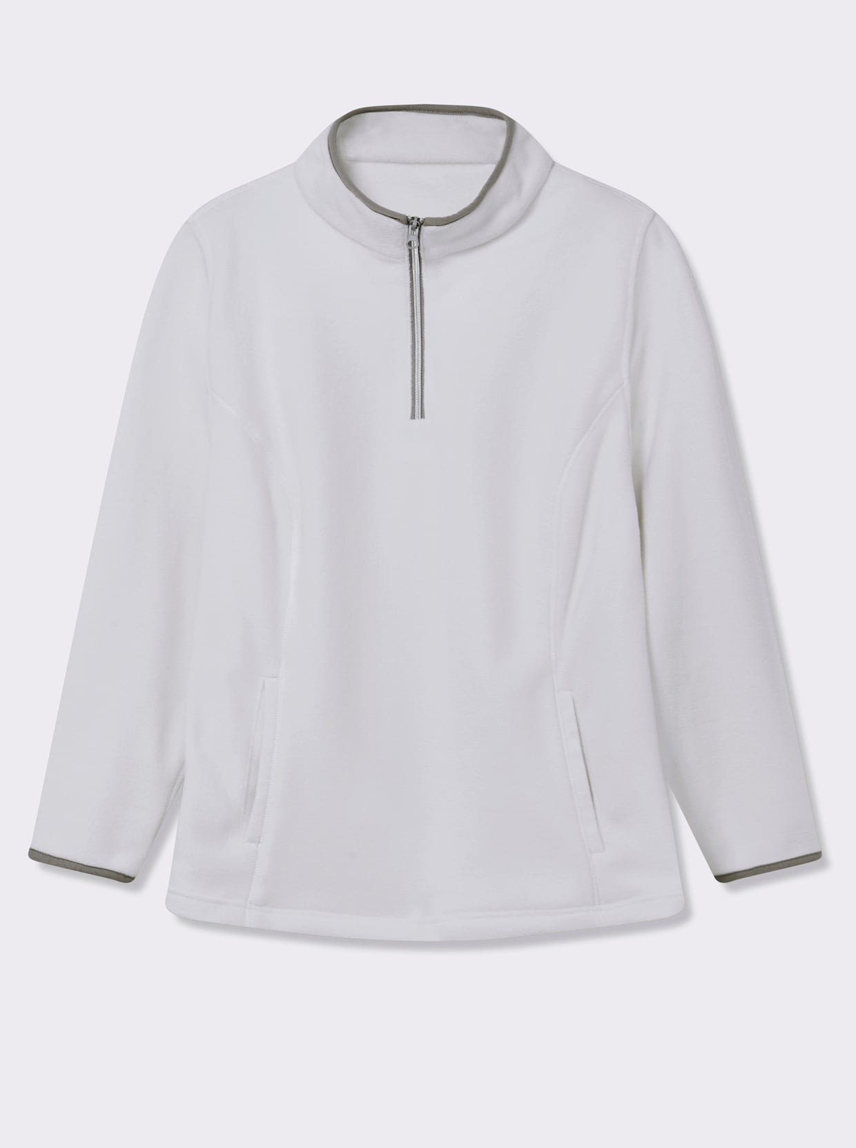 Fleeceshirt mit Stehkragen - ecru