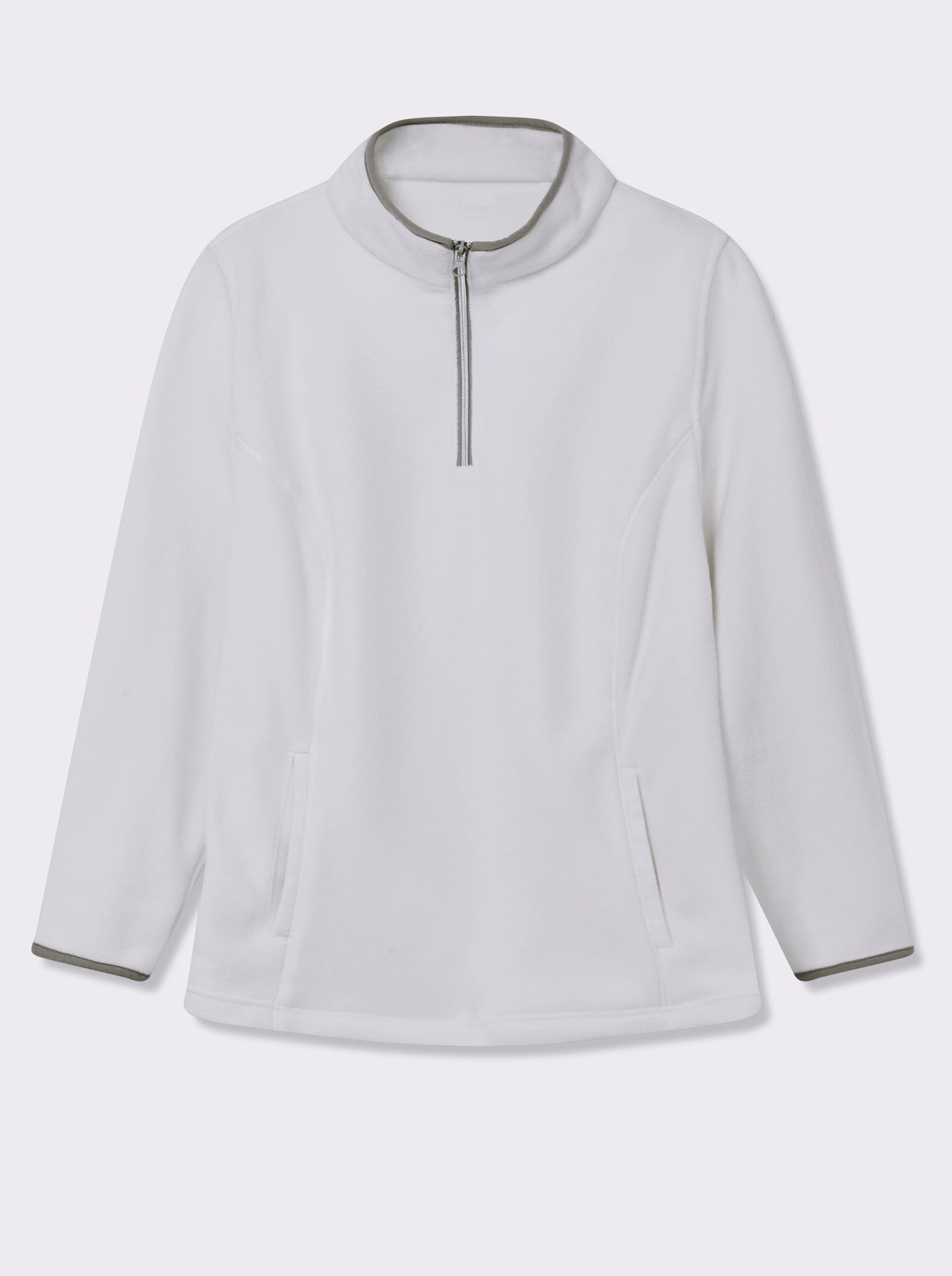 Fleeceshirt mit Stehkragen - ecru