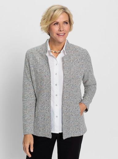 Shirtjacke in Bouclé-Struktur - schwarz-rosenholz-meliert