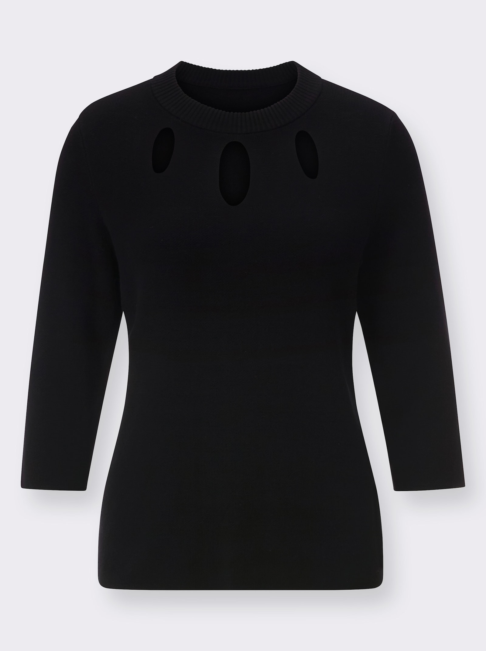 Pullover met 3/4-mouwen van pure viscose - zwart