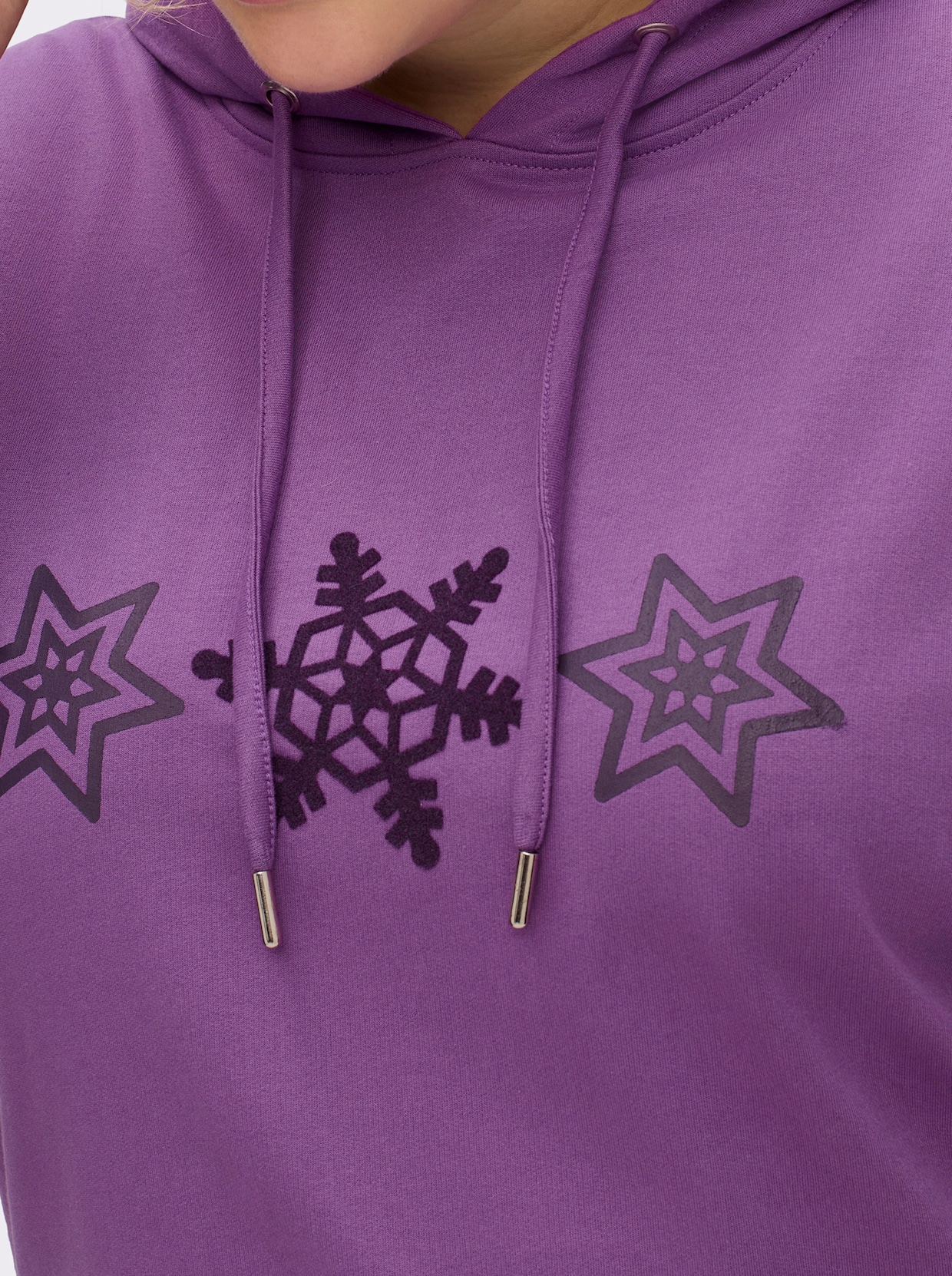 sheego Kapuzensweatshirt - lila-traube-bedruckt