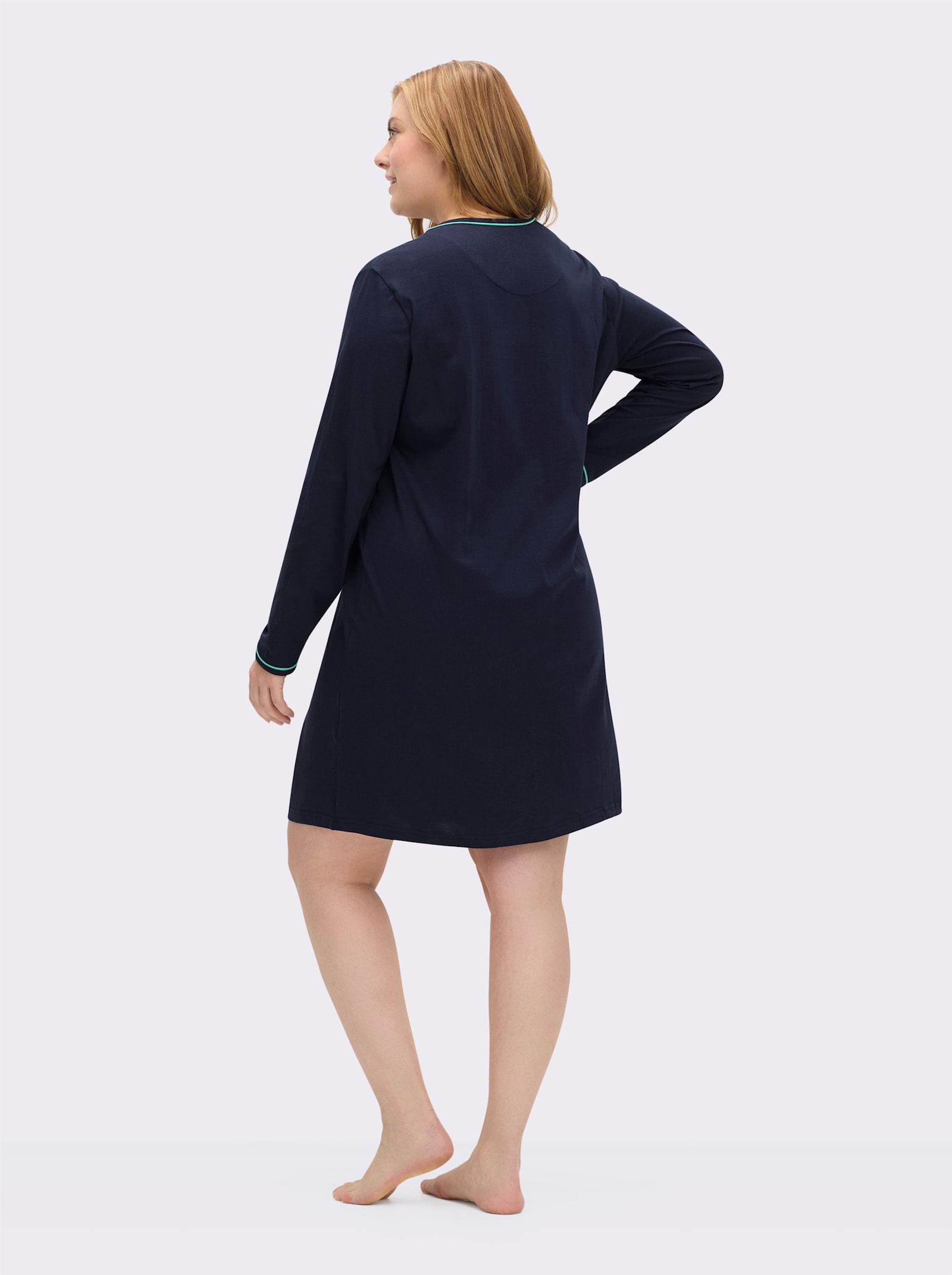 Comtessa Sleepshirts mit Pfau-Motiv - marine-blaugrün-bedruckt