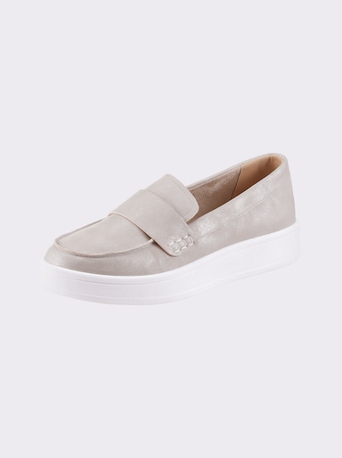 heine Slipper - silberfarben-weiß