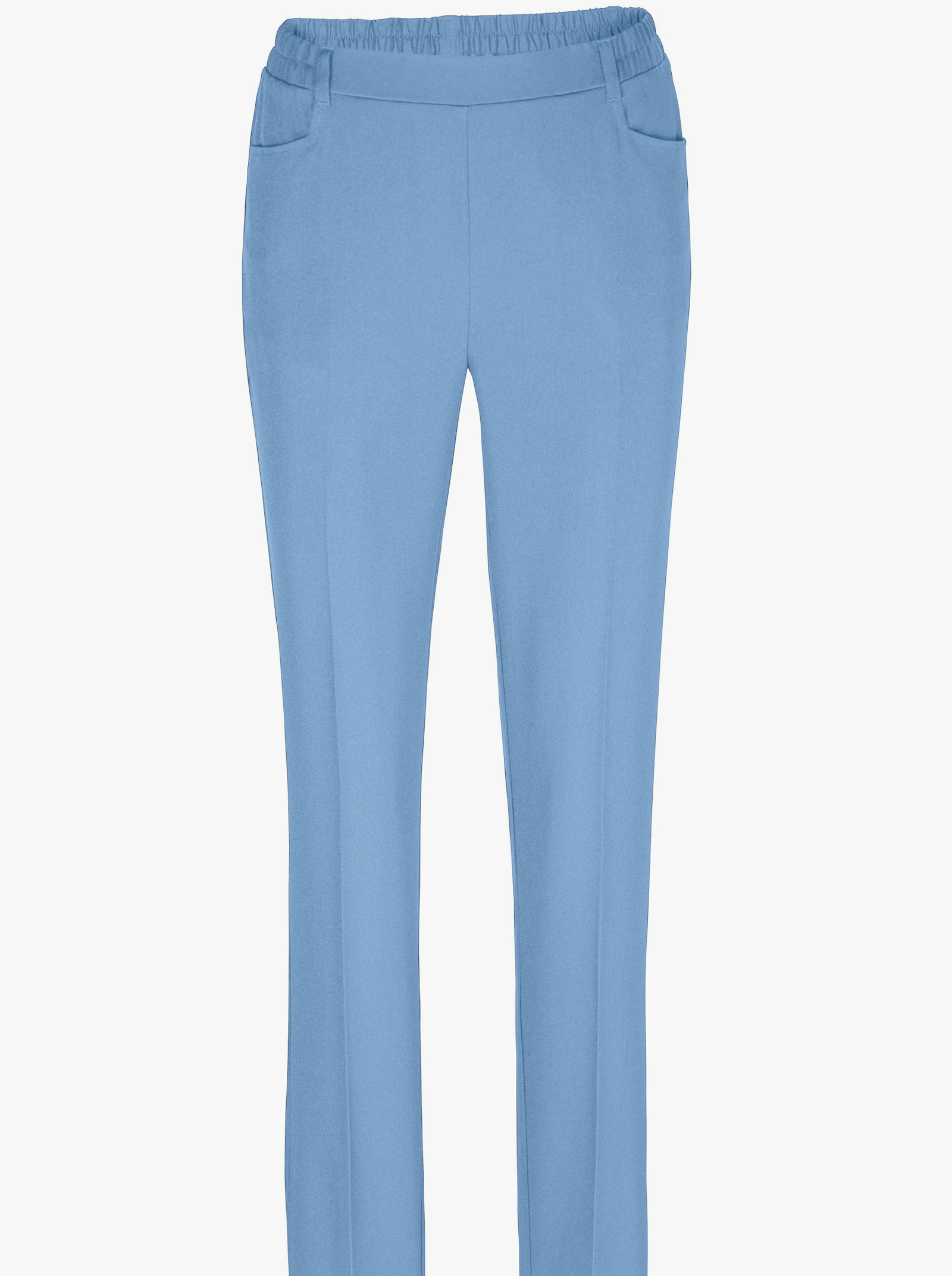Broek met persplooien en comfortband rondom - middenblauw