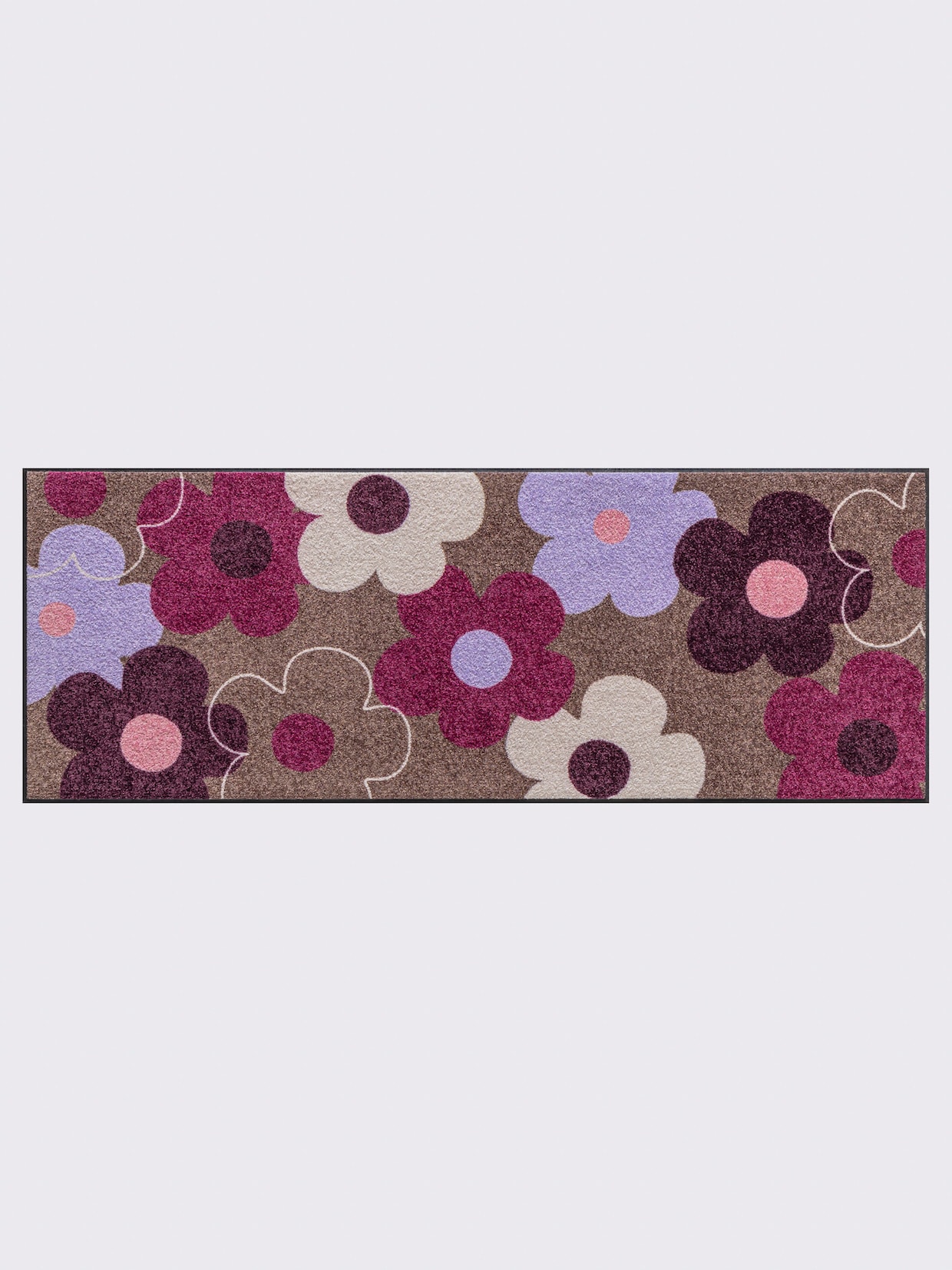 heine home Voetmat - taupe/bessenrood gedessineerd