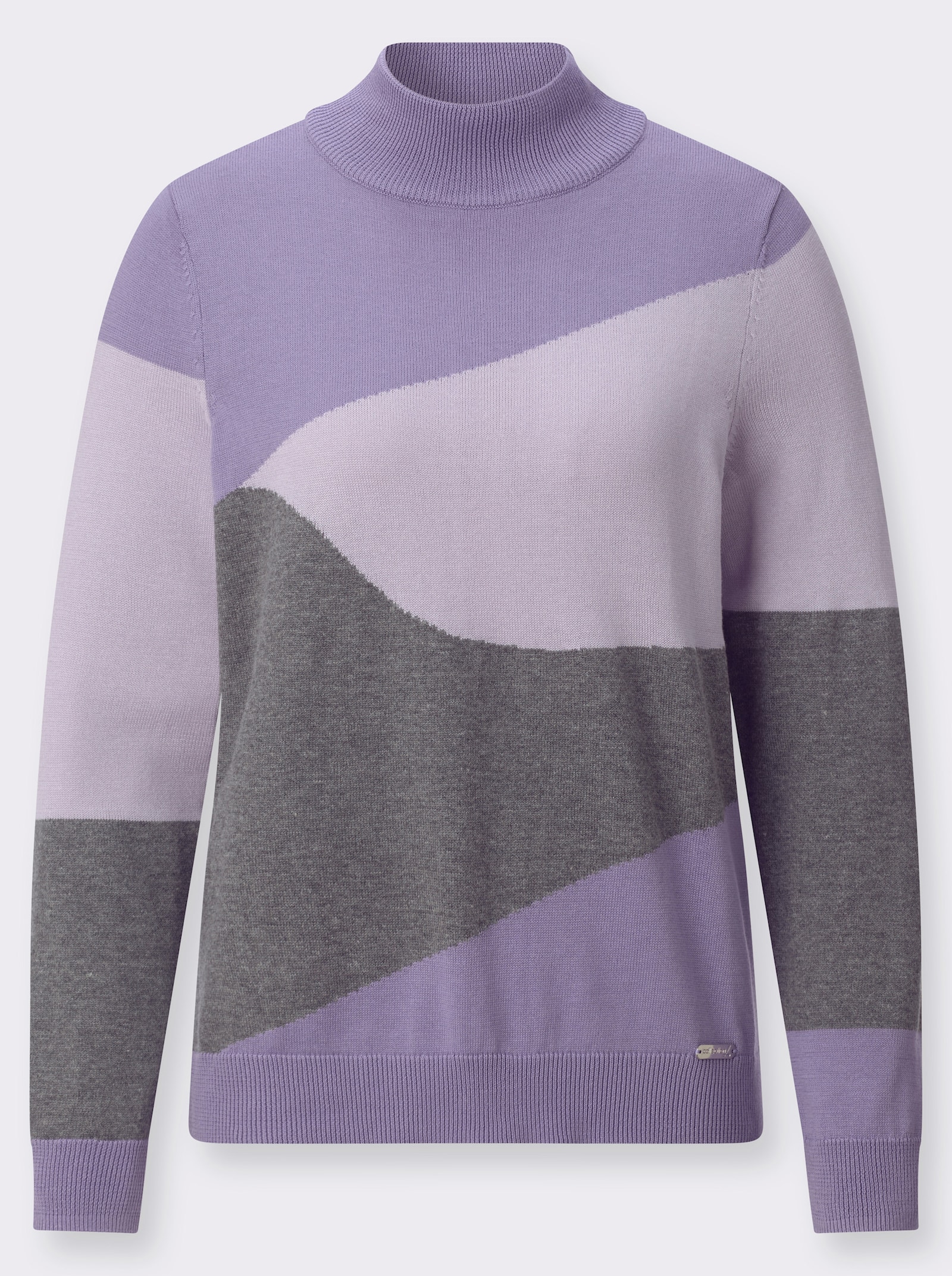 Stehkragenpullover mit Intarsien-Muster - lavendel-grau-gemustert