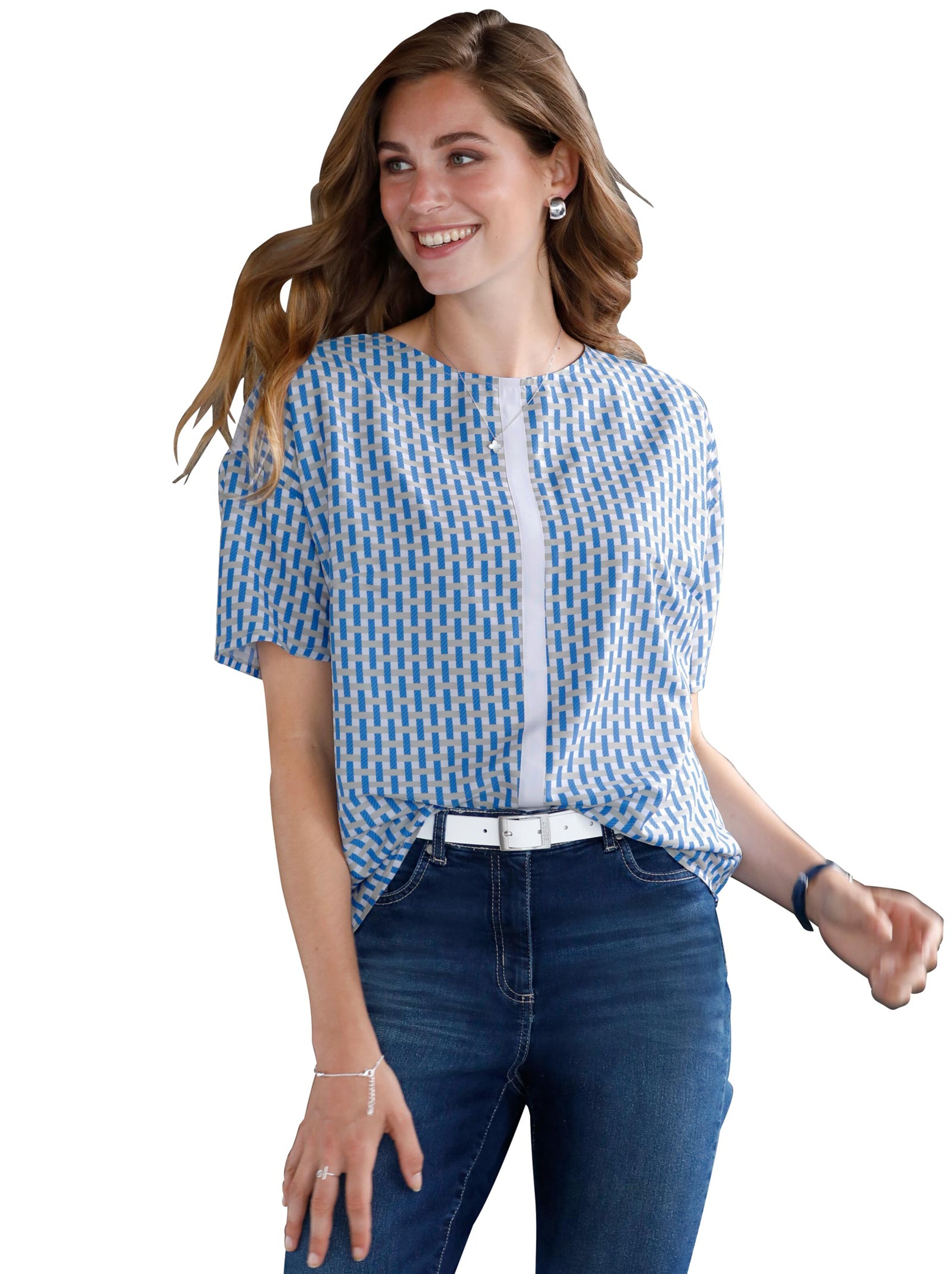 Bluse - beige-bedruckt