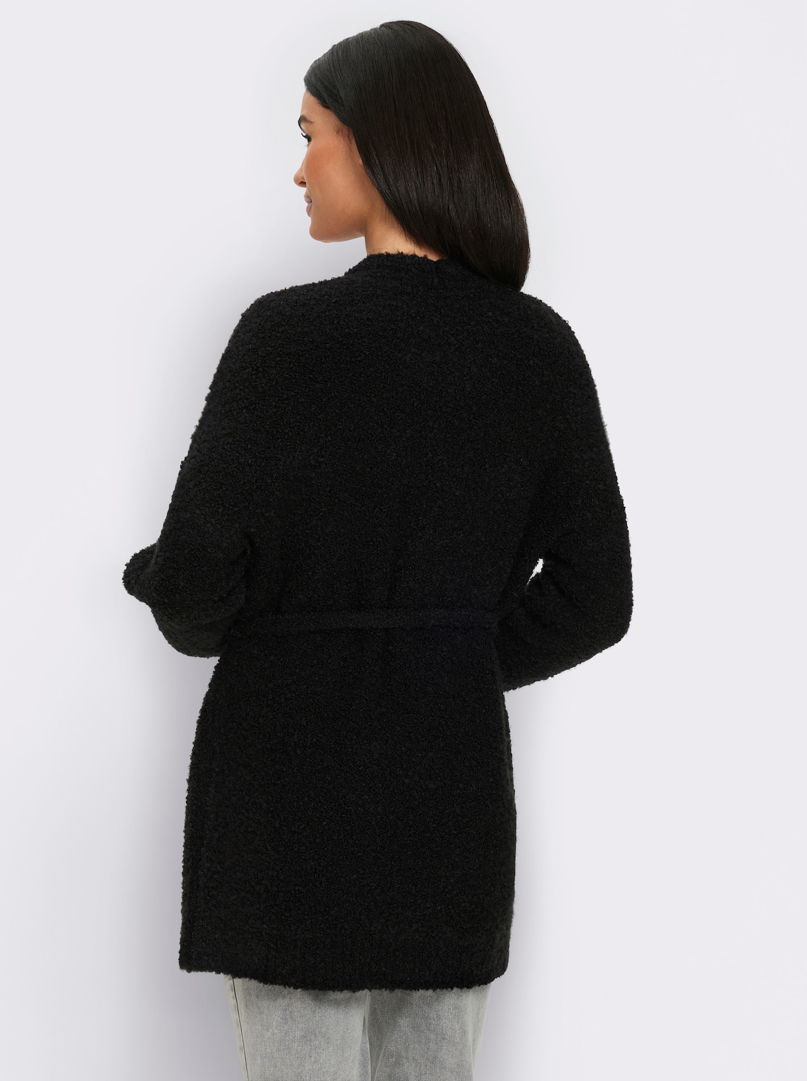 heine Strickjacke in Bouclé-Optik - schwarz