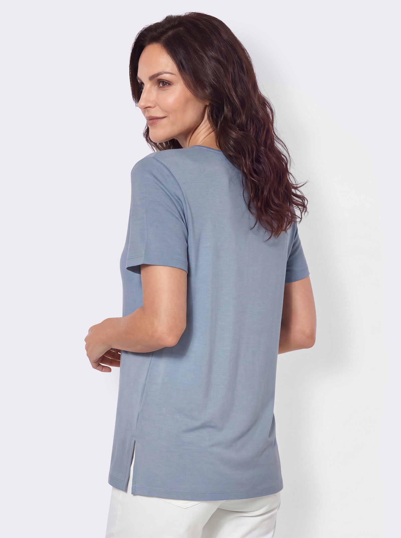 Longshirt mit Zierknöpfen - bleu