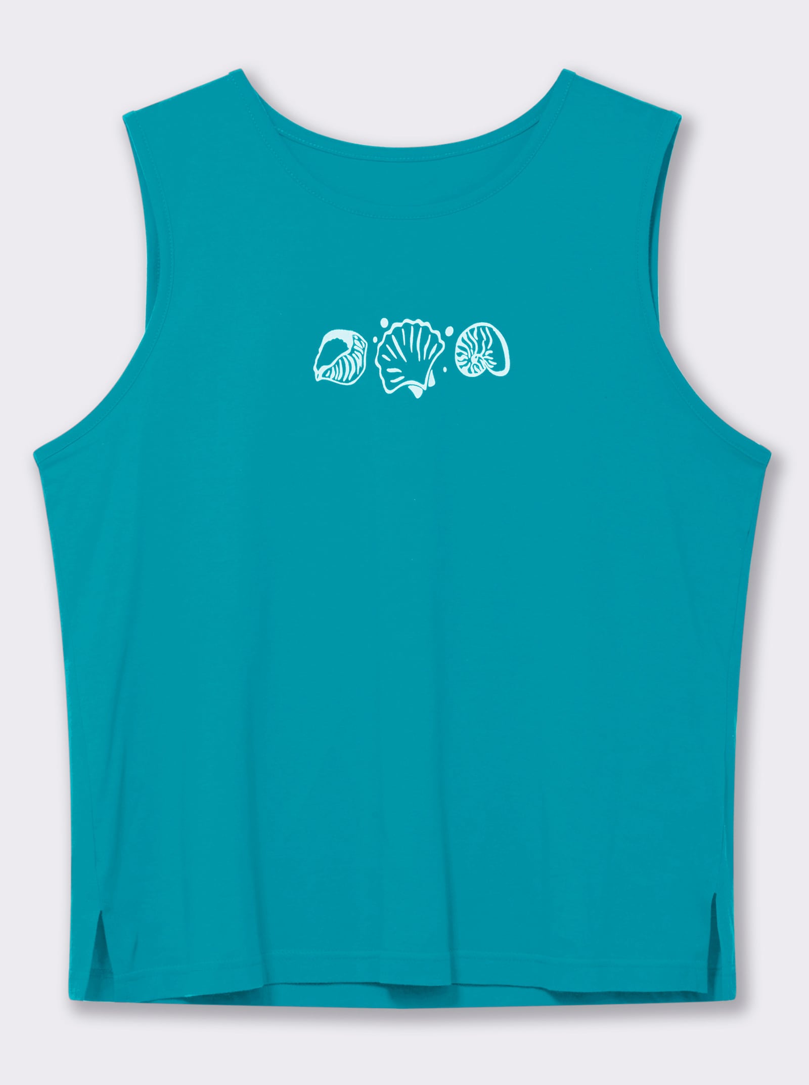 Shirttop mit Seitenschlitzen - türkis